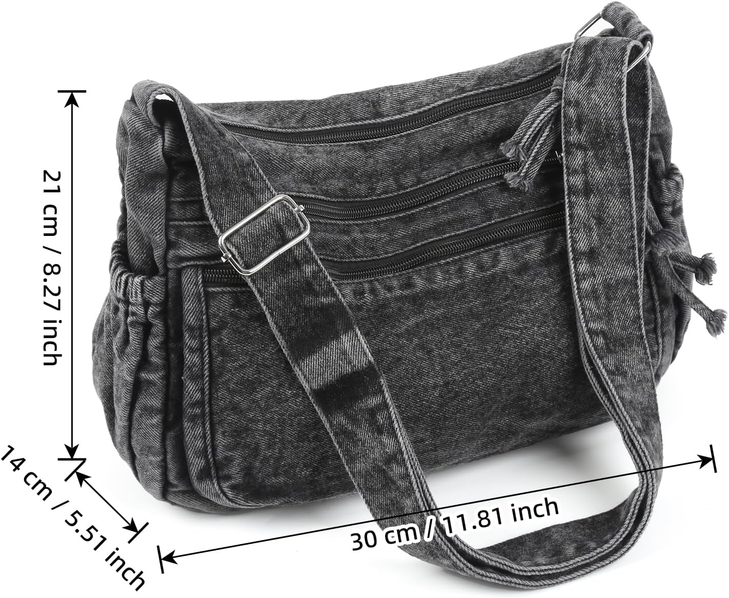 ALUSBELL Large Denim Tote Bag for Women Lightweight Denim Purses Jean Shoulder Bag Retro Crossbody Handbags - Image 3