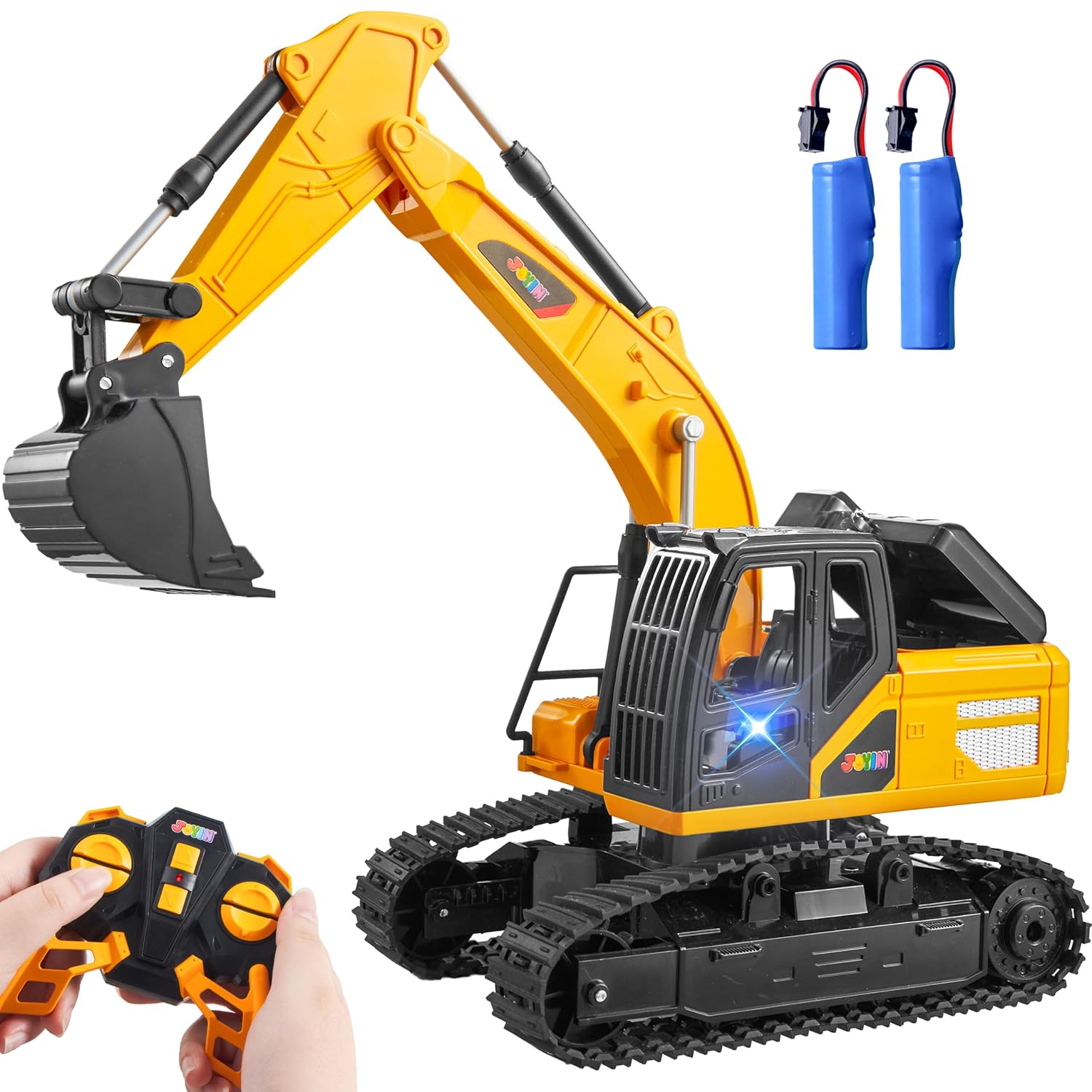 JOYIN Remote Control Excavator Toys for Boys, 2.4Ghz RC Play Excavator with Light, Construction Toys for Boys Birthday Gif...