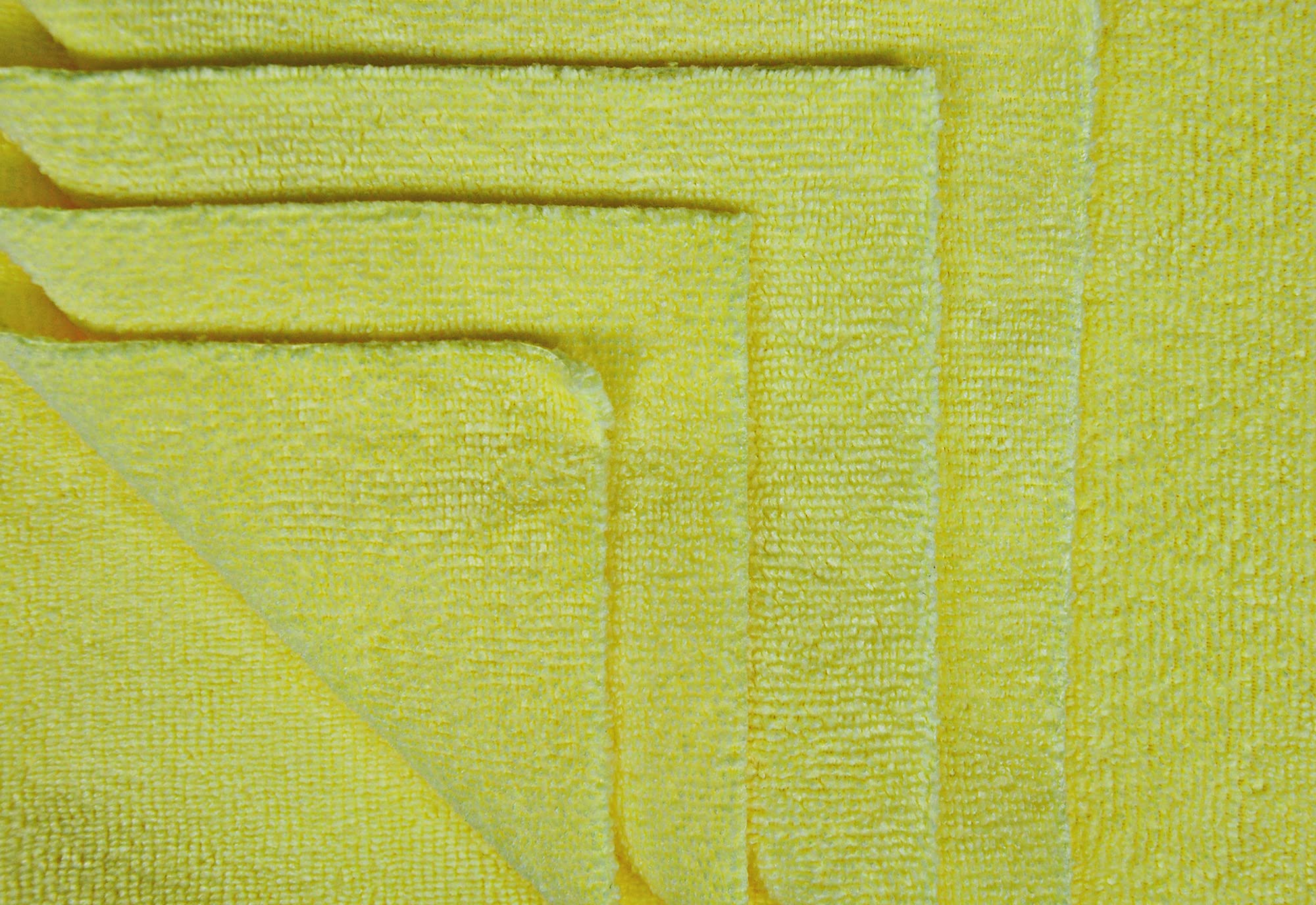 Detailer's Preference Paños de Limpieza de Microfibra sin Bordes – Toallas a Granel para Detalles de automóviles para Lavar y secar (300 g/m², 12 x 12 Pulgadas, Amarillo, Paquete de 50)