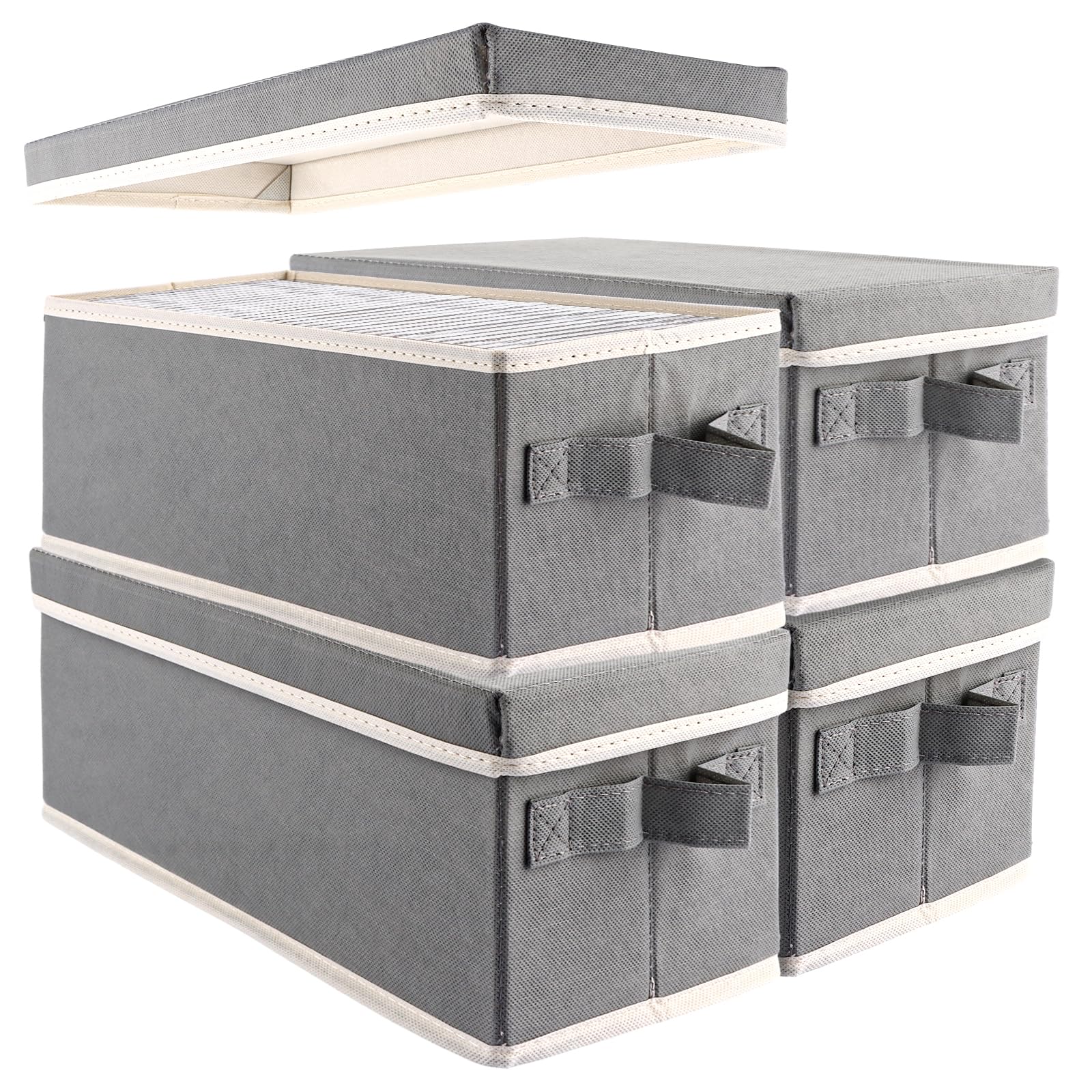 4 cajas de almacenamiento de CD, 36 x 16 x 14 cm, caja de almacenamiento de DVD, caja de CD, caja de CD, para casa, oficina y viajes, gris