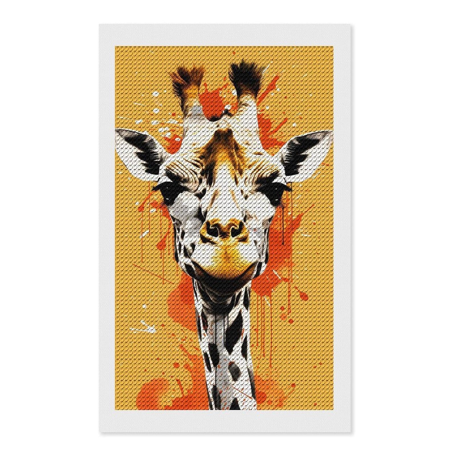 Junmoney Giraffe Painting Animal Diamond Painting Canvas Kit 12"x20", for Teens, Vintage Style Decor, Modern Decor, Home Wall Art, Festive Craft Gift