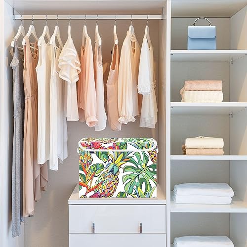 Miniatura 6 de Pineapples Foldable Storage Bins Bags for Clothes Fabric Storage Container Organizers with Reinforced Handle Closet Organizers for Bedroom Living