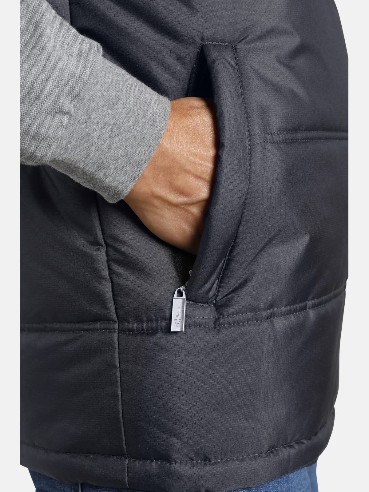 Jan Vanderstorm Herren Outdoorweste Nithard | Funktionsweste mit Reißverschluss | Kapuze | warmes Futter | große Größen L-7XL