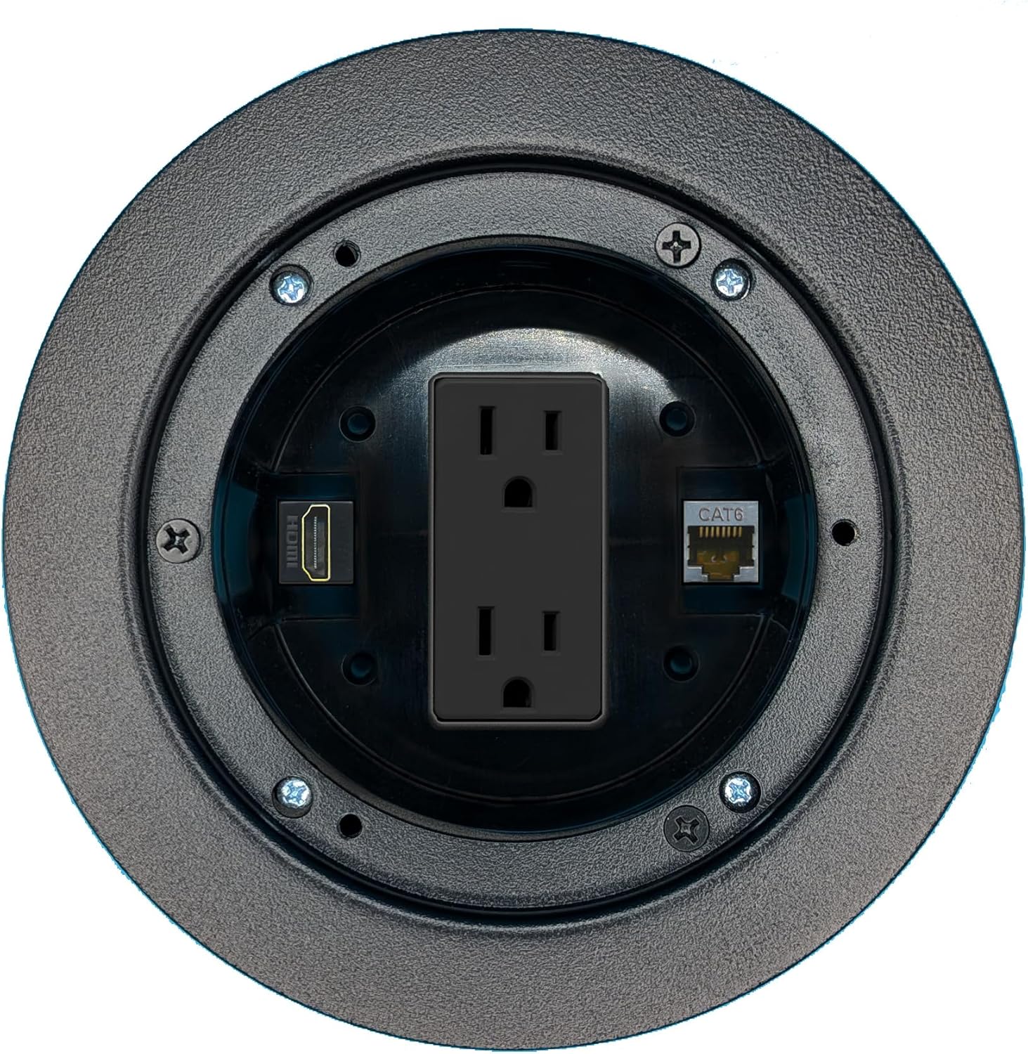 RiteAV CAT6-SHIELDED HDMI Floor Box Wall Plate with Power Outlet [Black]