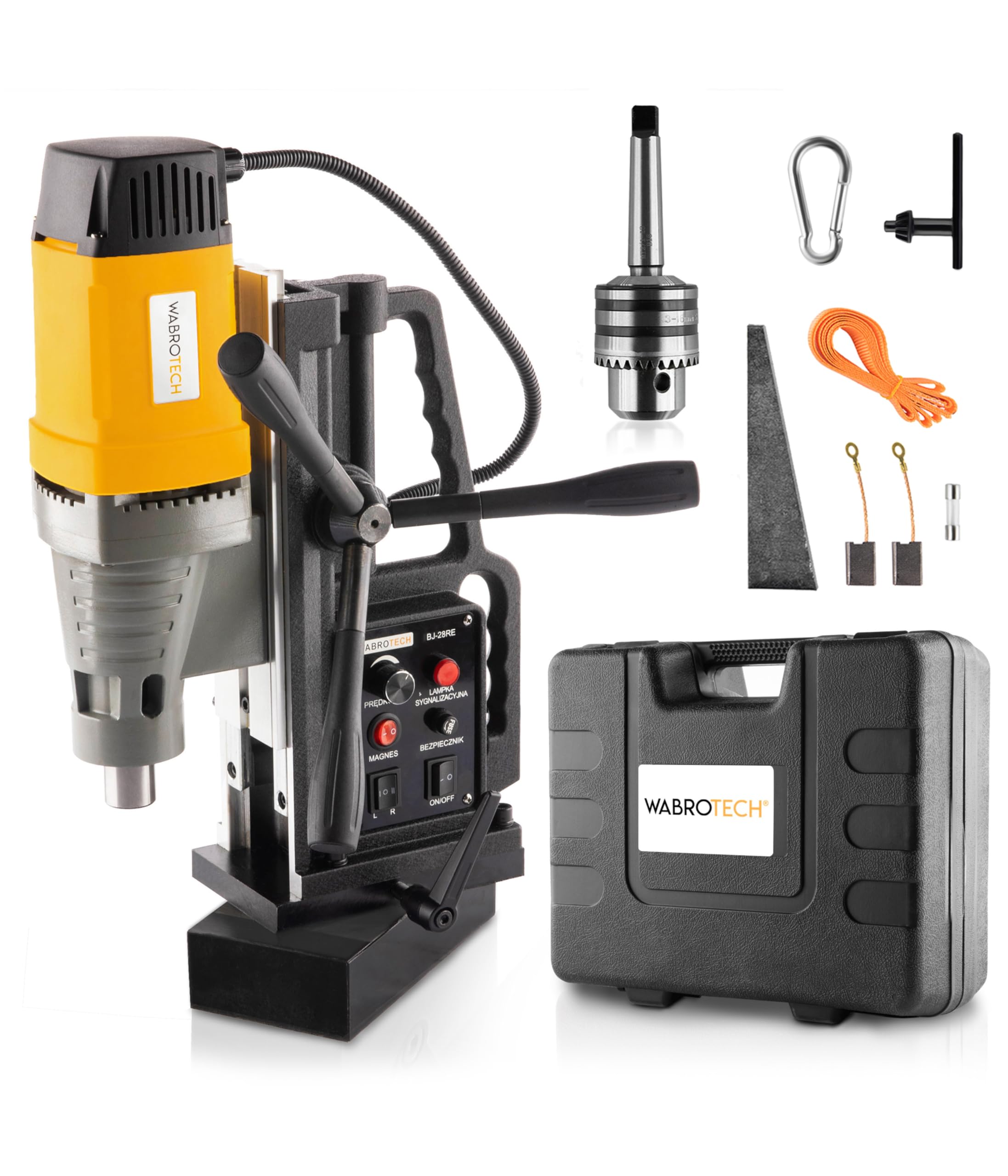 Perceuse Magnétique Carotteuse Fraiseuse Colonne Électro-Aimant WT28RE, FI 60 MM SET 3 (2.080 W, 300 tr/min, Ø Carottage max. 60 mm,Ø Diamètre de perçage(plein): 28mm) +