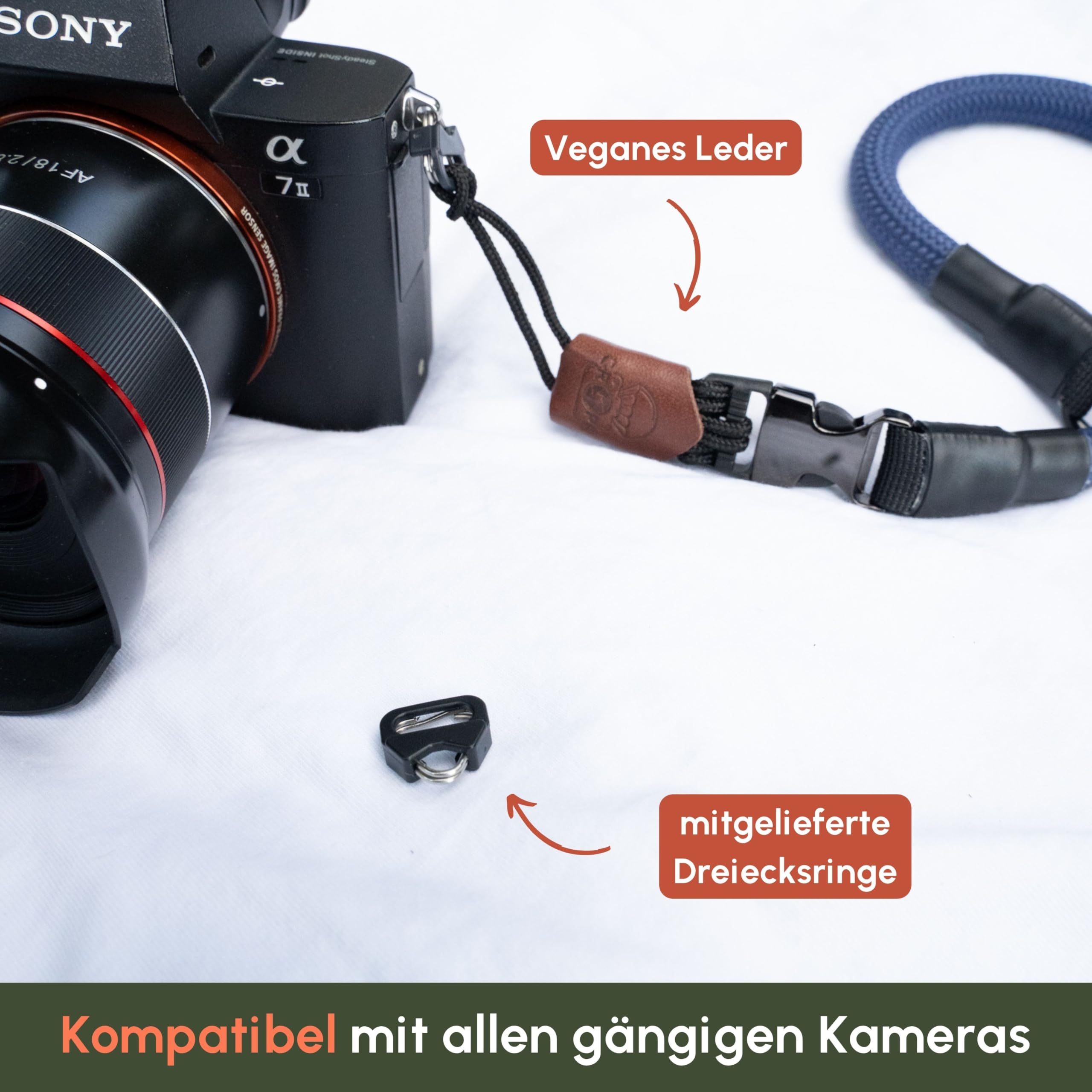 C-Rope Kamera Handschlaufe Loop aus Kletterseil | Kameragurt mit Schnellverschluss-System aus Kletter-Seil (Silent Black, 42cm)