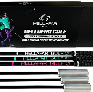 Golf Swing Speed Training Sticks | Increasing Club Head Speed and Distance | 6 Month Swing Stick Training Program | Includes 3 Weighted Golf Speed Sticks w/Bonus Stretch Program