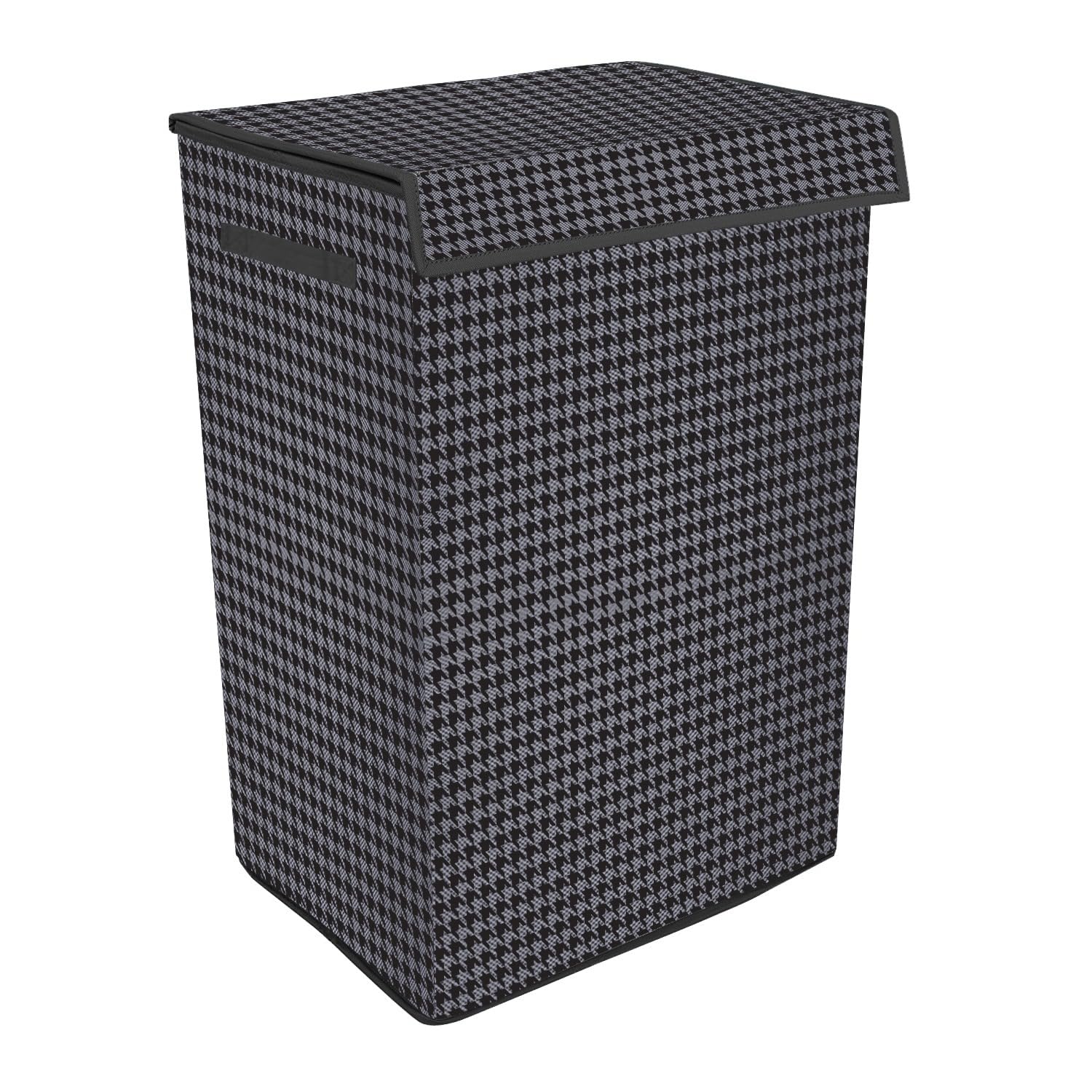 Double R Bags Foldable Laundry Basket with Lid & Handle – 75L Non-Woven Cloth Storage Organizer, Moisture-Proof & Space-Saving Hamper (57x30x42 cm, HST Black, 1 Compartment, Pack of 1)