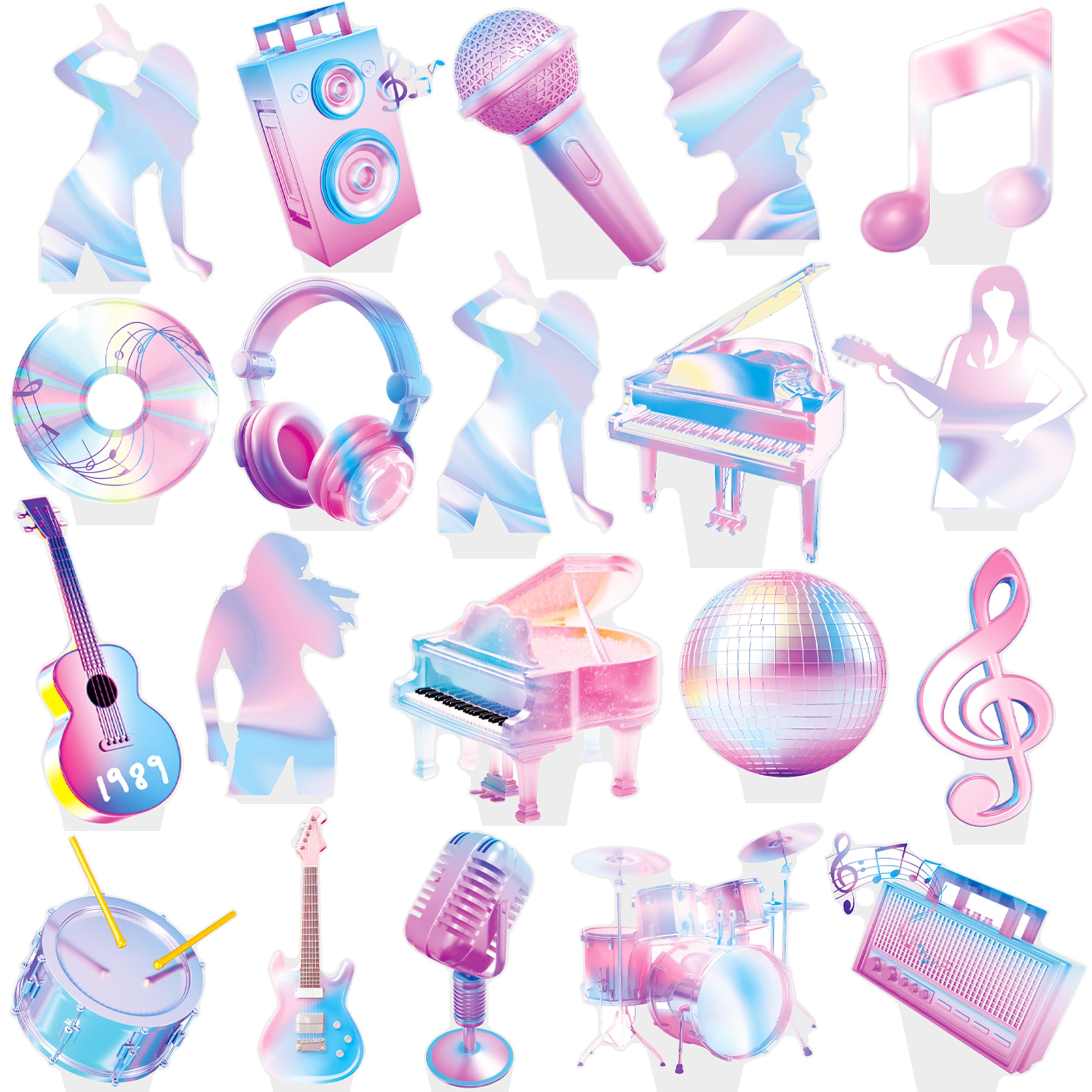 iPartyFun 48Pcs Music Singer Party Cupcake Toppers Singer Birthday Party Decoration Popular Singer Theme Cupckae Toppers for Girls Music Singer Birthday Baby Shower Supplies