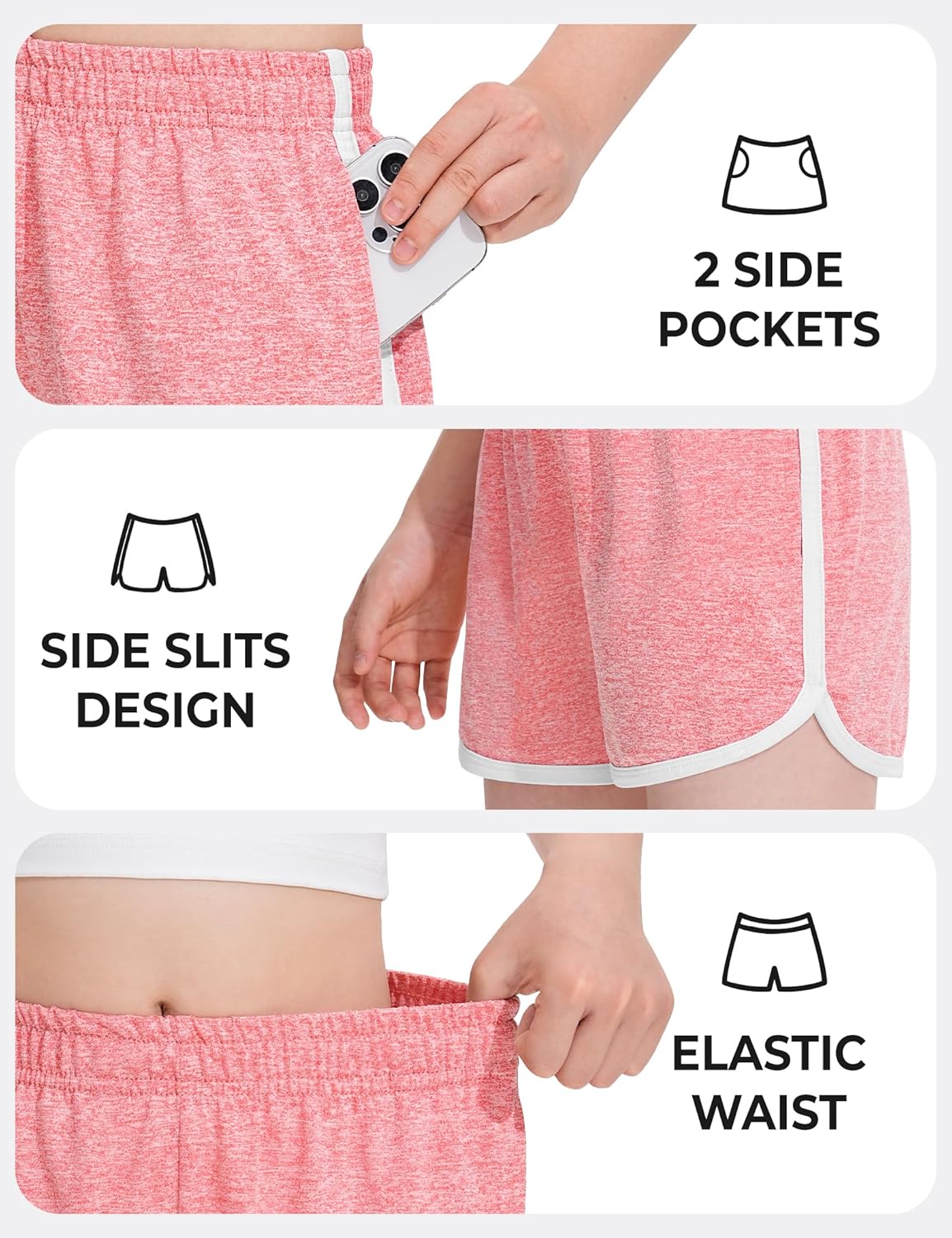 BOOPH 4 Packs Girls Shorts Quick Dry Kids Athletic Soccer Running Dolphin Shorts with Pockets - Image 5