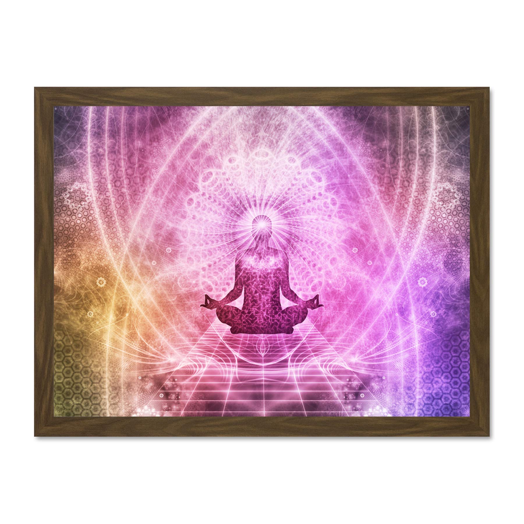 Buddhism Yoga Pose Psychedelic Large Framed Art Print Poster Wall Decor 18x24 inch