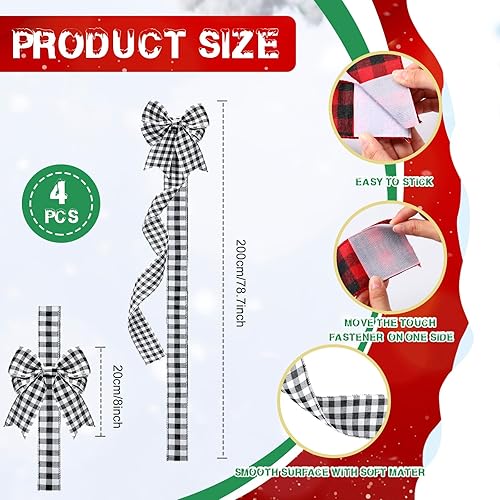 Miniatura 2 de Jexine Juego de 6 piezas de decoración de gabinete de Navidad, 4 lazos grandes de Navidad para puerta de cocina y 2 coronas de Navidad de 39