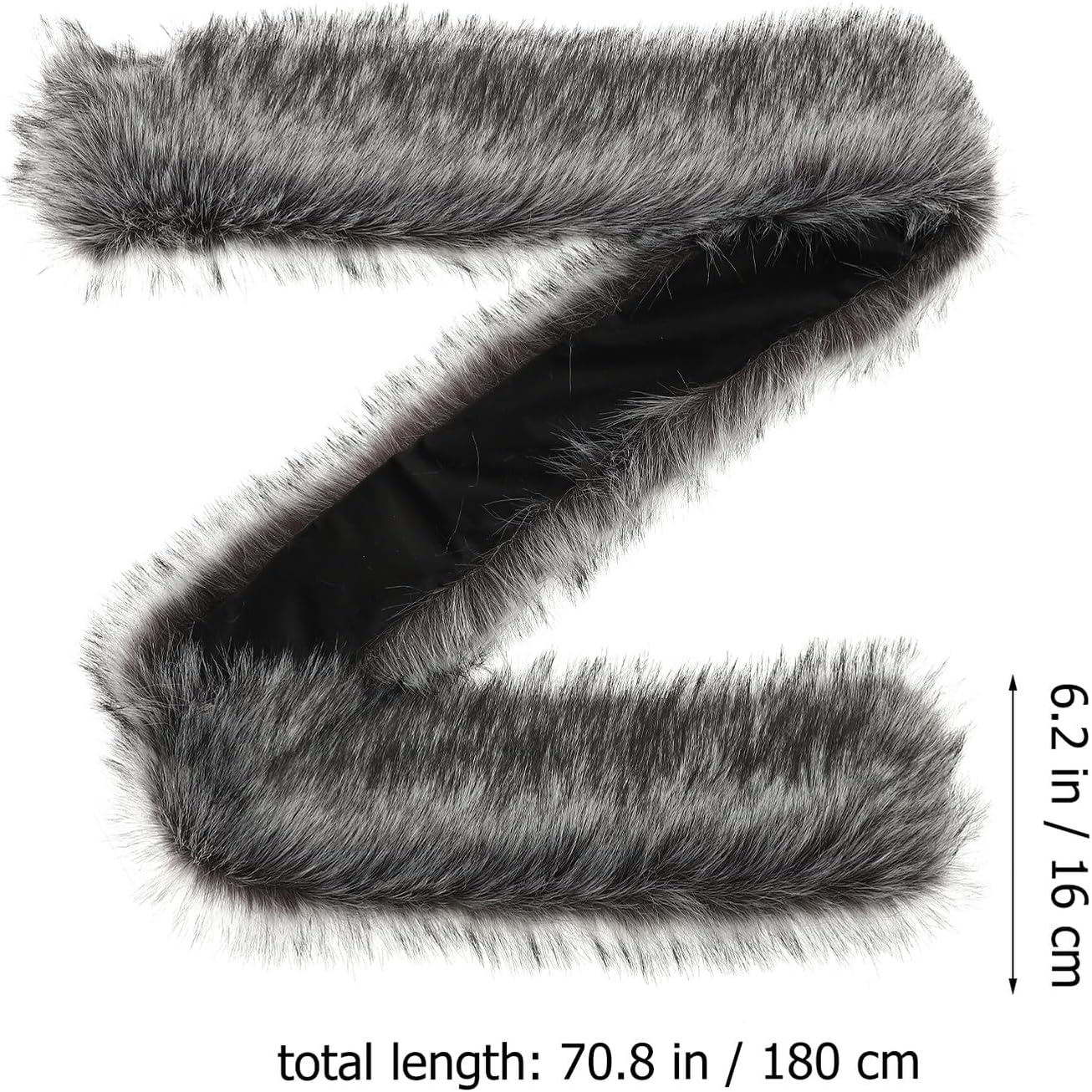 Faux Fur Long Shawl Scarf Warm Winter Wrap for Women Thick Extended Gray White Fur Trim 180cm Cold Weather Accessory