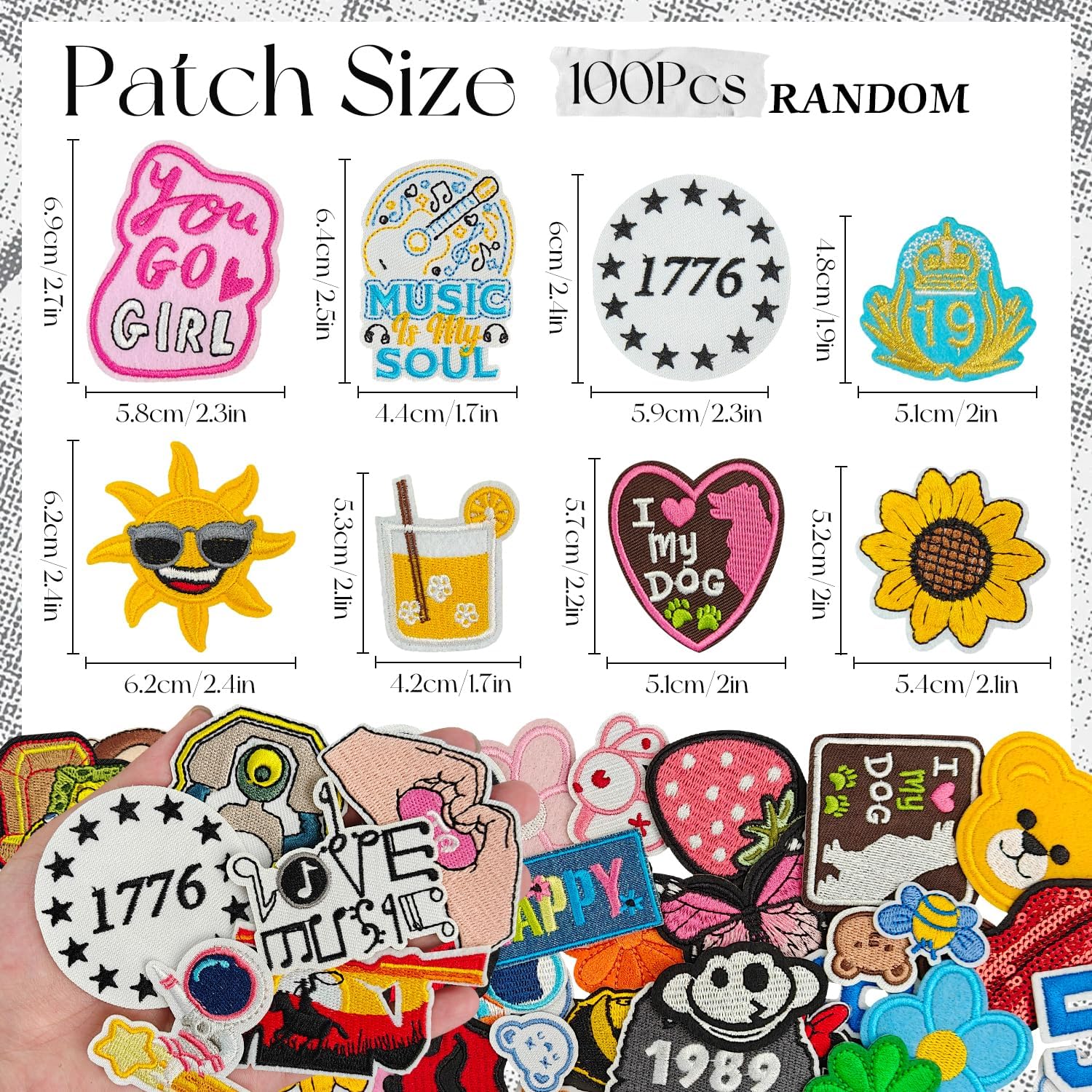 Iron on Patches Bulk 100Pcs Random Assorted Styles Embroidered Patches image 3