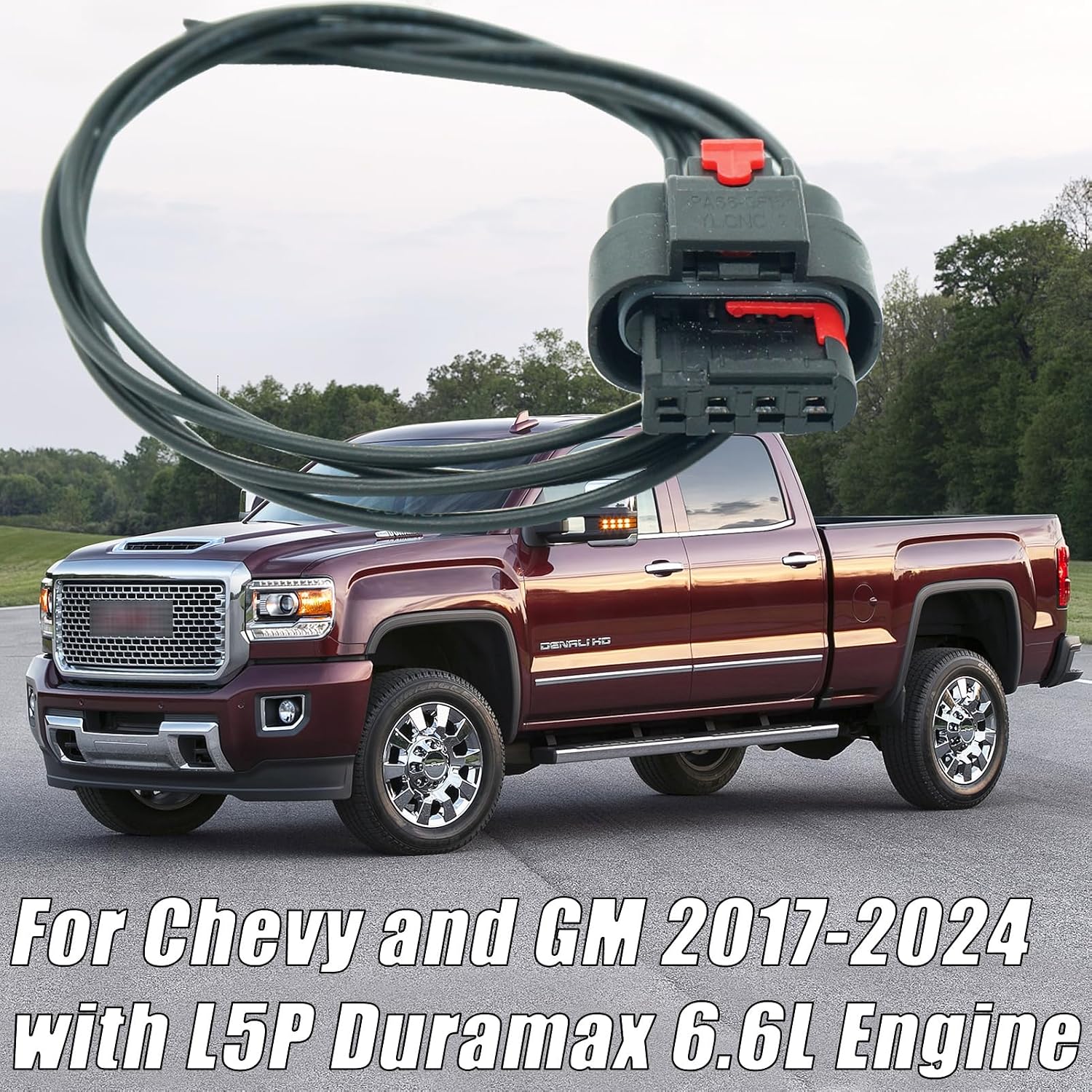 4 Pins Fuel Rail Pressure Sensor Connector Wiring Harness Pigtail Plug Fit for Chevy and GM 2017-2024 with L5P Duramax 6.6L Engine Replaced OE 19300397