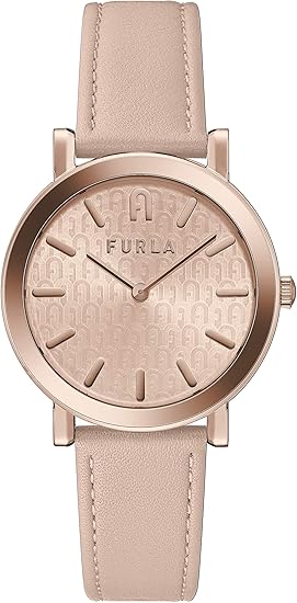 げらてきた FURLA 電池式 革ベルト ブラウン シルバー ザ・クロック