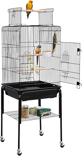 Miniatura 9 de Yaheetech Play - Jaulas para pájaros loros con parte superior abierta para periquito de sol, cacatúa, mejilla verde, conure Lovebird con soporte