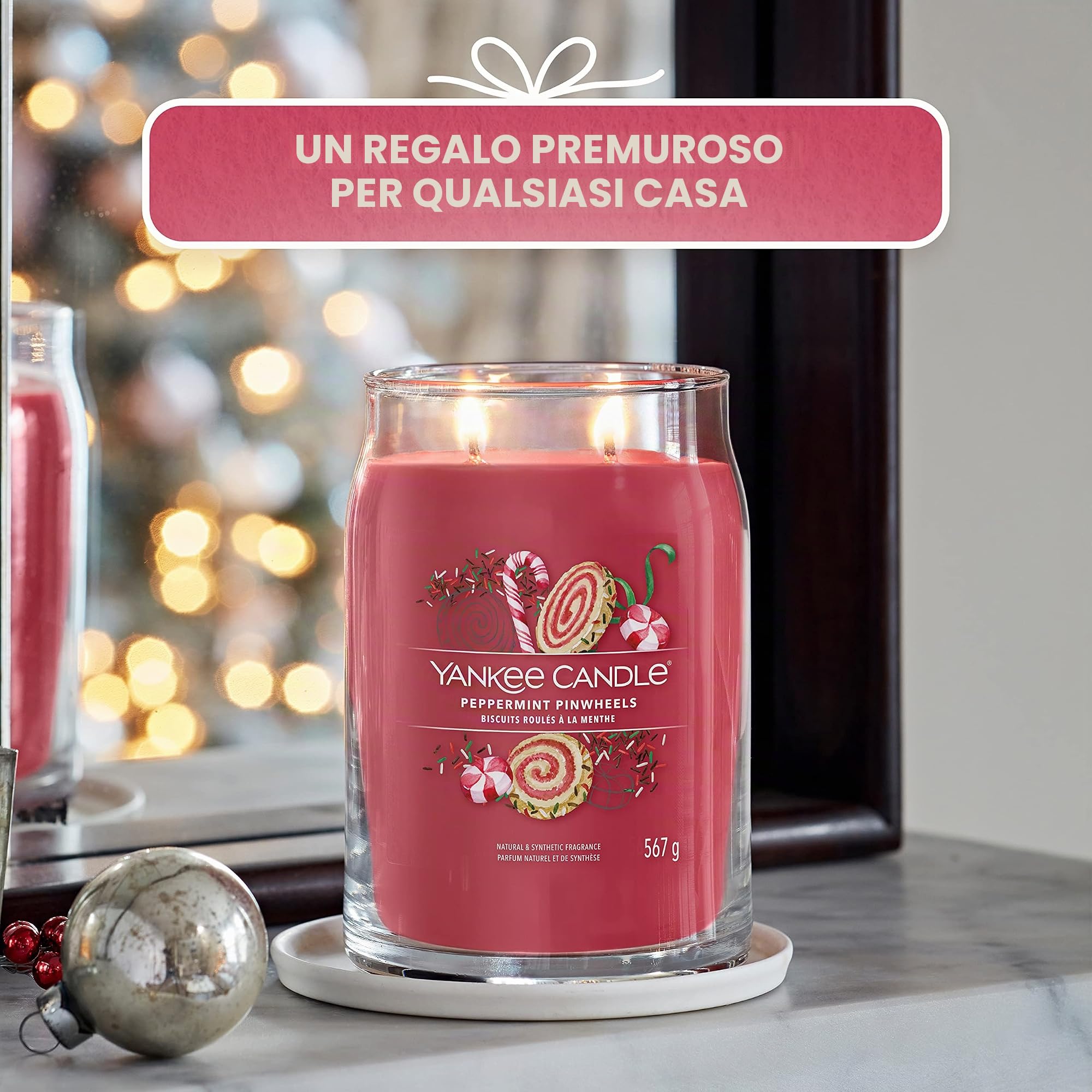Yankee Candle Signature candela profumata, Biscotti alla Menta in giara grande, Candele di miscela di cera di soia lunga durata