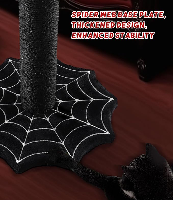 Rascador para gatos estilo gótico con juguetes de araña miniatura 4