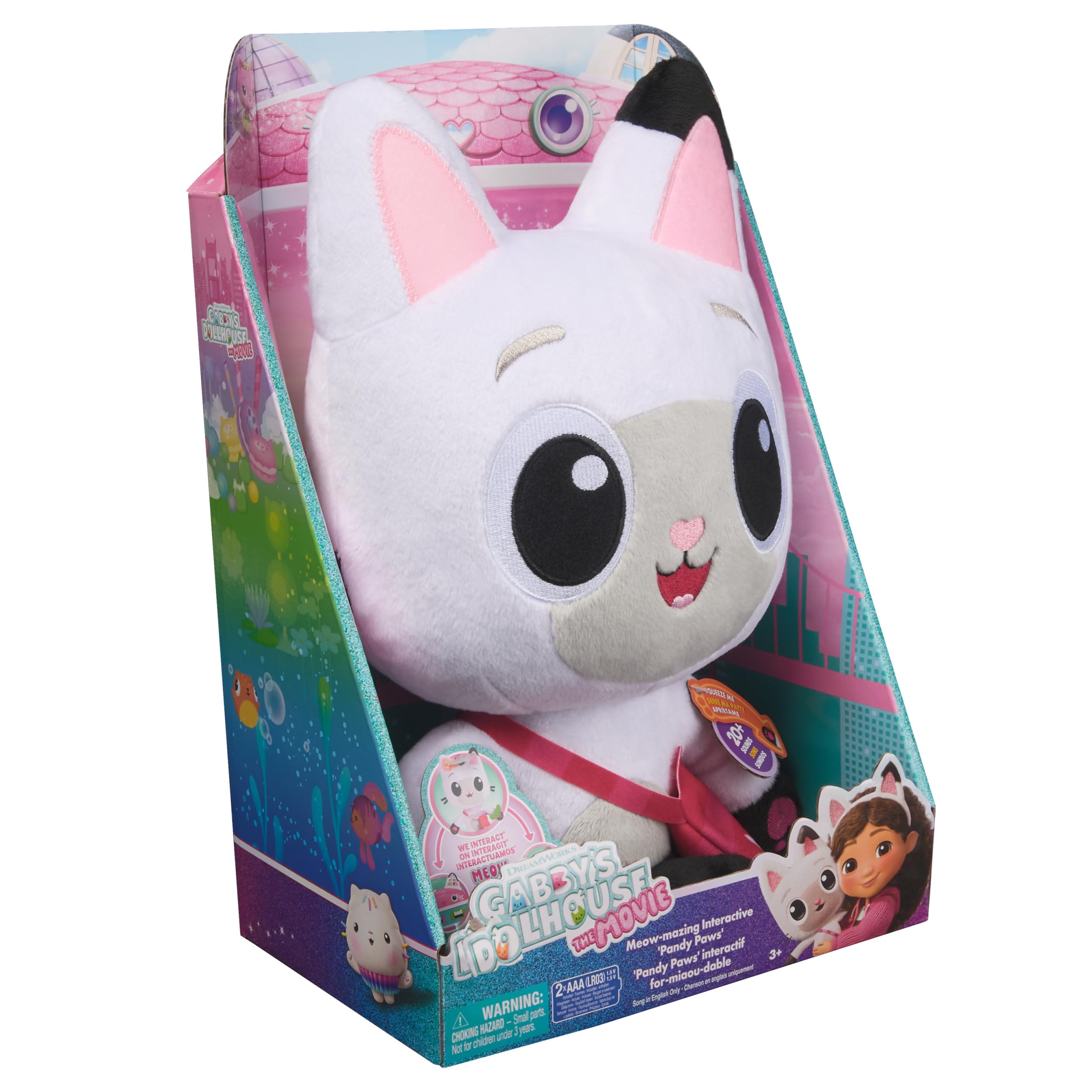 Gabby's Dollhouse: The Movie, Peluche Interattivo Meow-Mazing Pandy Paws con 3 Accessori e Borsa Rimovibile | Giocattolo per Bambine e Bambini, 3+ Anni