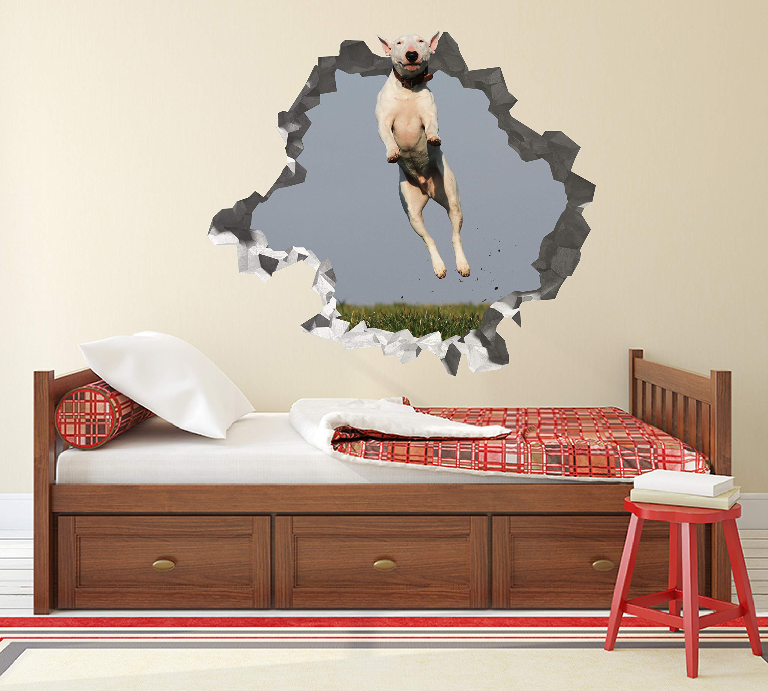 Perro Saltando Pegatina - Calcomania Animales - Decoración de Cuartos Niños - Sticker de Cachorro - Decoración Infantil - JS363 (Grande: 102 cm x 91 cm)