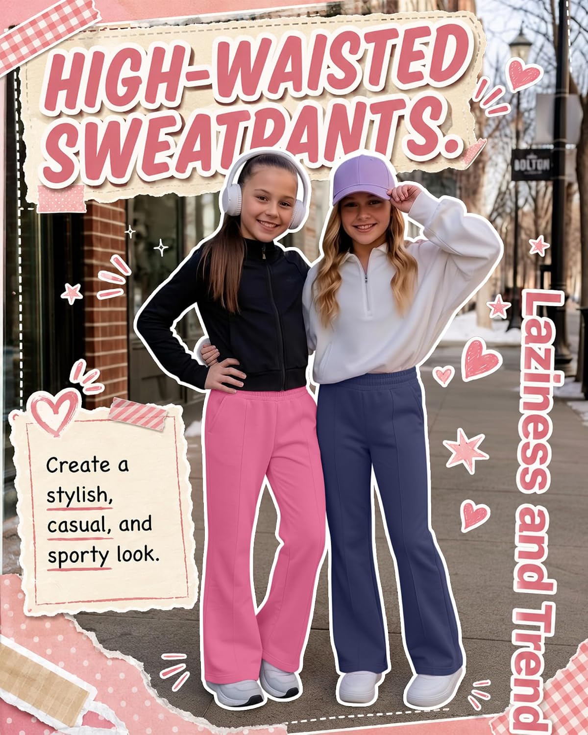 3 Pack Girls' Flare Leggings Pants Kids High Waist Bottom Sweatpants with Pocks for Teen Girls Years 5-14