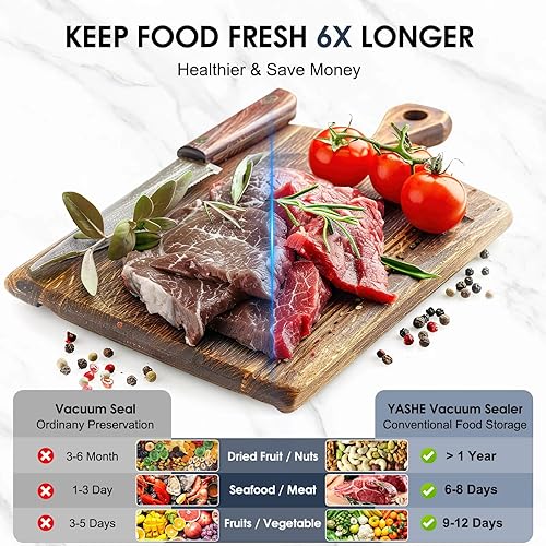 Miniatura 7 de OSTBA Máquina selladora al vacío de 180 W, ahorro de alimentos de doble bomba 12 en 1 con cortador integrado y almacenamiento de bolsas, mango de