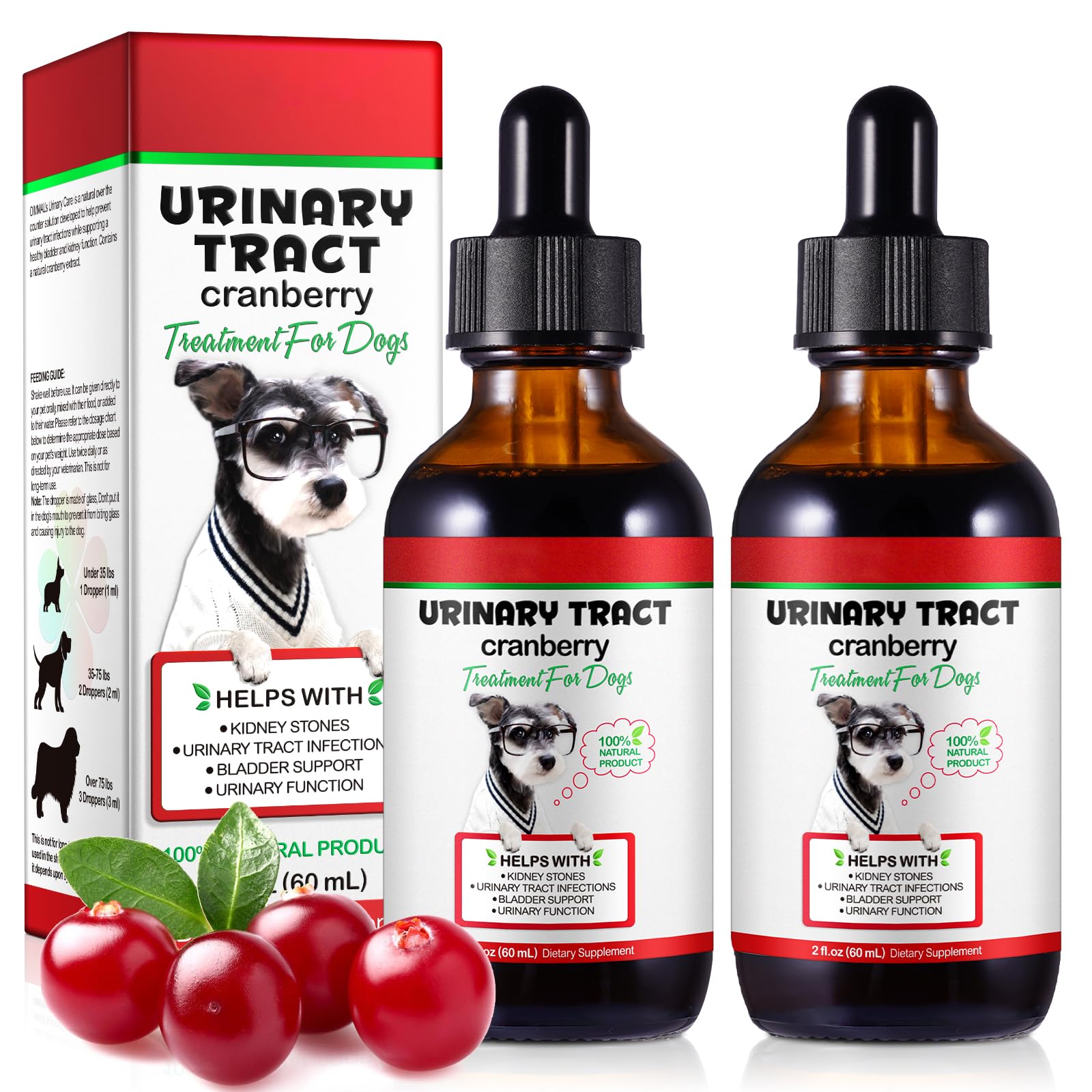 Dog UTI Treatment - Urinary Tract Infection Treatments, Kidney+Bladder Support Supplement, Natural Cranberry Extract for Dogs, Supports Urinary and