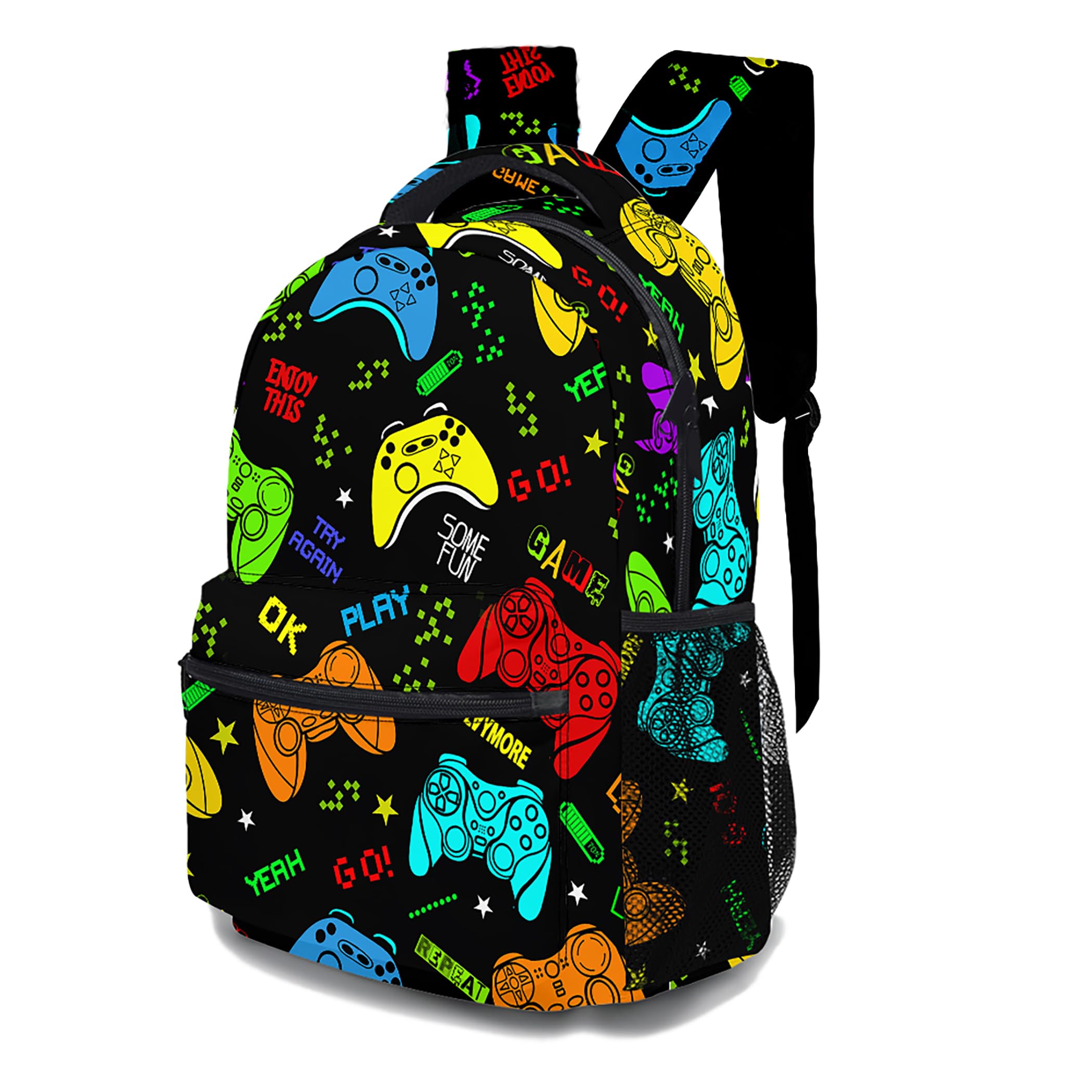 oallpu Colorful Game Backpack, Casual Lightweight Laptop Bag, Classic Shoulders Backpack Cool Daypack with Multiple Pockets (Colorful Game)