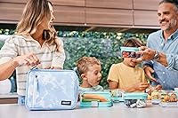 Vista 5 de PackIt Lonchera congelable clásica, cielo azul, construida con tecnología EcoFreeze, plegable, reutilizable, cierre con cremallera con bolsillo