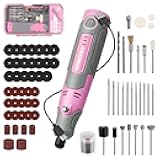Cordless Rotary Tool Kit with 71pcs Accessories, 3 Variable Speeds, USB Rechargeable Mini Rotary Tool for Engraving, Sanding, Polishing, Carving, Cutting, DIY Crafts - Pink Ribbon