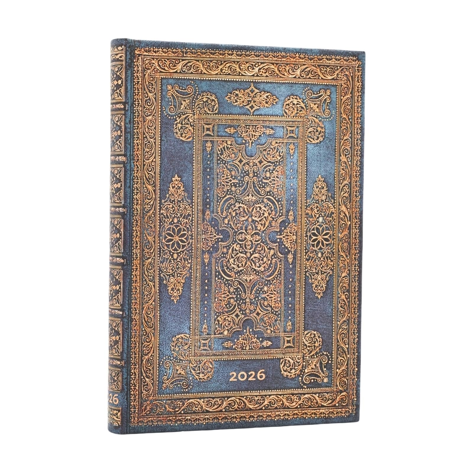 2026 Blue Luxe (Luxe Design) Mini 12-month Horizontal Hardcover Flexi Dayplanner 2026 (Elastic Band Closure)