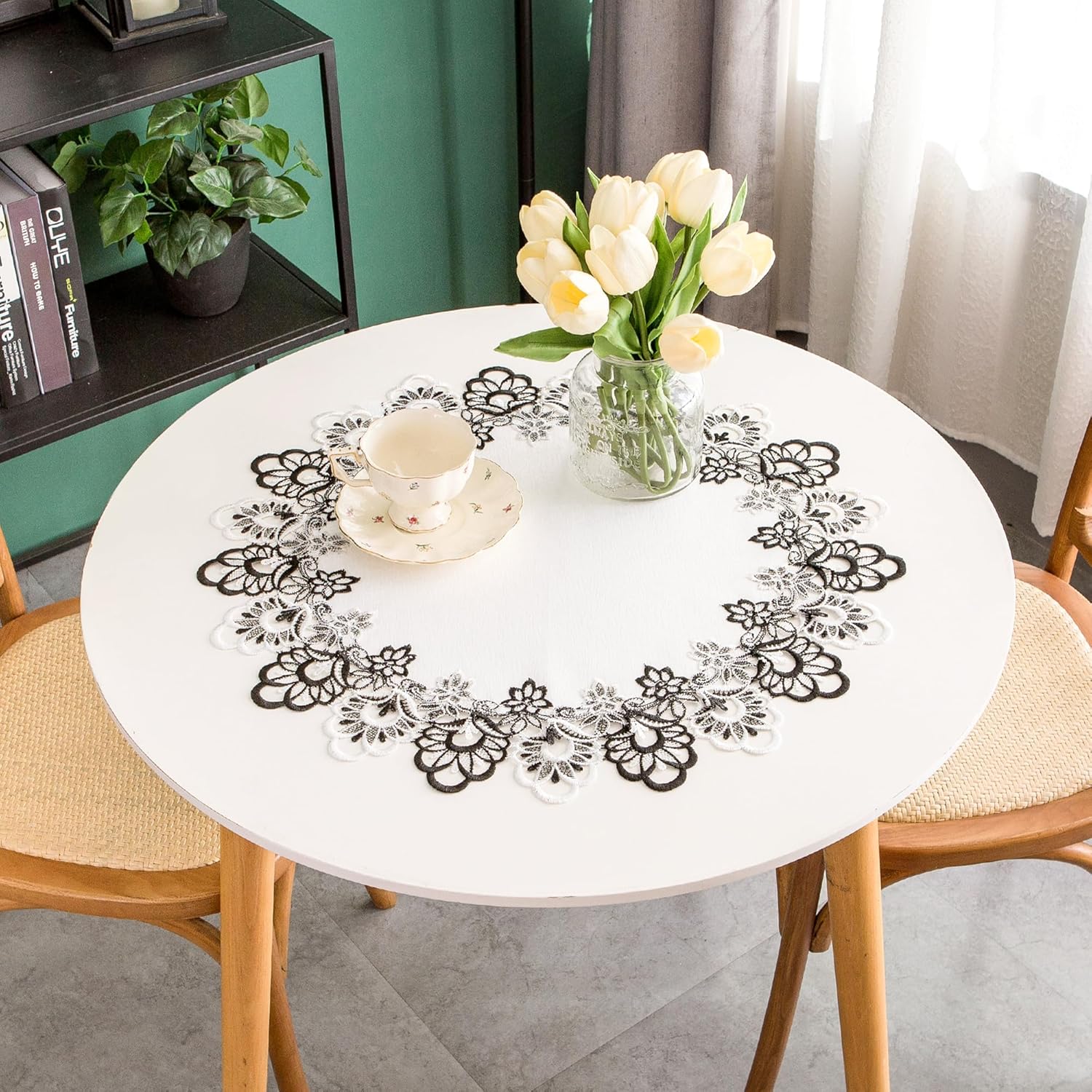 mylacerhome Lace Doily Macrame Embroidered Round Doilies