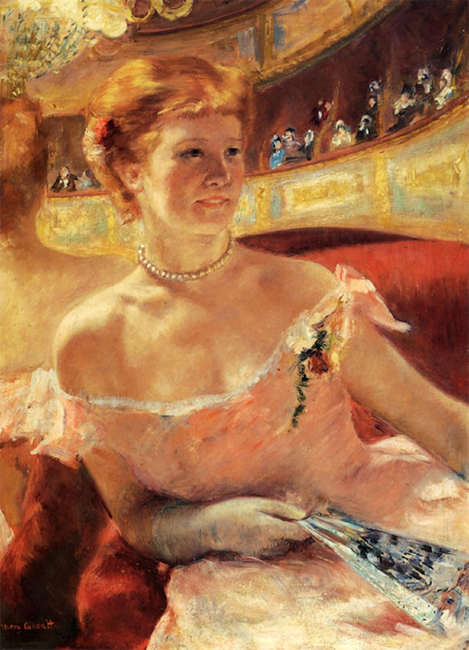 POSTERIIk Famous Print Pop Art Wall Art Graffiti Woman with a Pearl Necklace in a Loge Mary Cassatt Art Prints for Home Decor 60x90cm