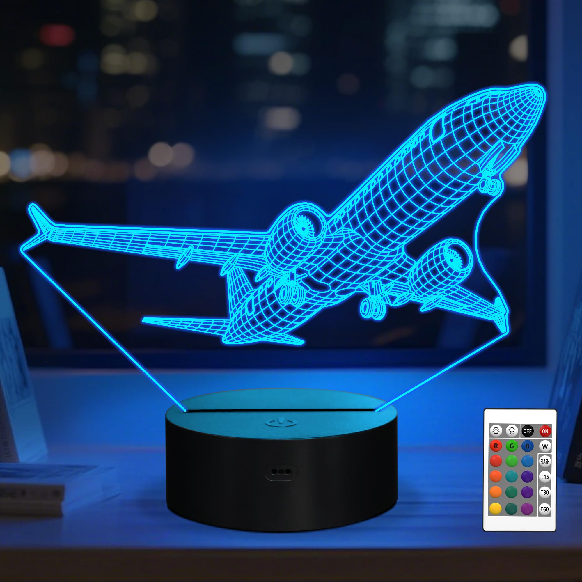 Anywin Pilot Gifts for Men, Airplane Night Light, Planes Office Gifts with Remote Control 3D Plane Illusion Lamp for Room Decor, Gift for Birthday Xmax Entry Graduation for Men Boy Dad