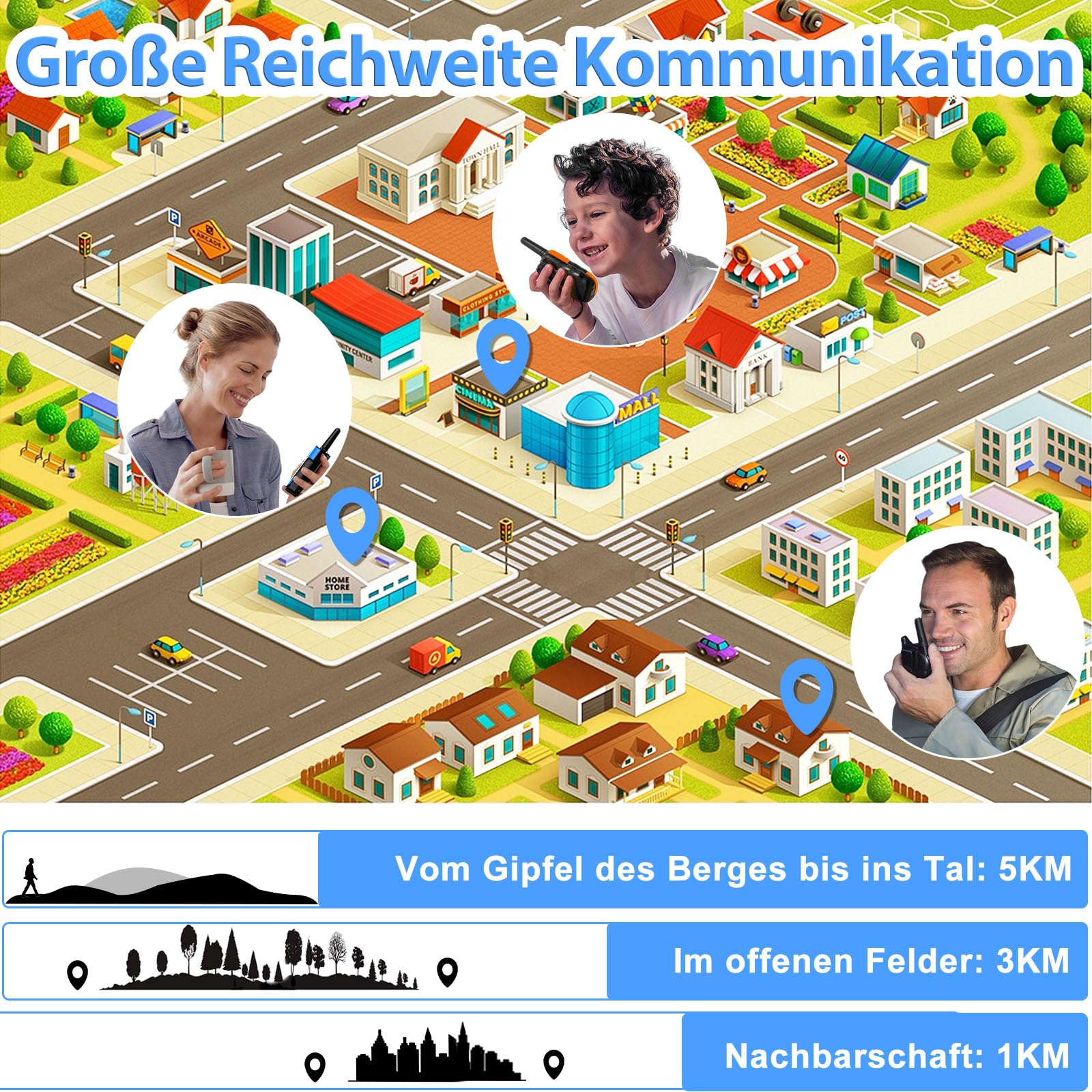 AWANFI Walkie Talkie Kinder, Walkie Talkie Aufladbar Li-ion Akku, Funkgerät Set, Walki Talki VOX, LCD Taschenlampe, Tastensperre, Walky Talky für Geschenk Camping Abenteuer, 3-12 Jahre AWANFI Walkie Talkie Kinder, Walkie Talkie Aufladbar Li-ion Akku, Funkgerät Set, Walki Talki VOX, LCD Taschenlampe, Tastensperre, Walky Talky für Geschenk Camping Abenteuer, 3-12 Jahre