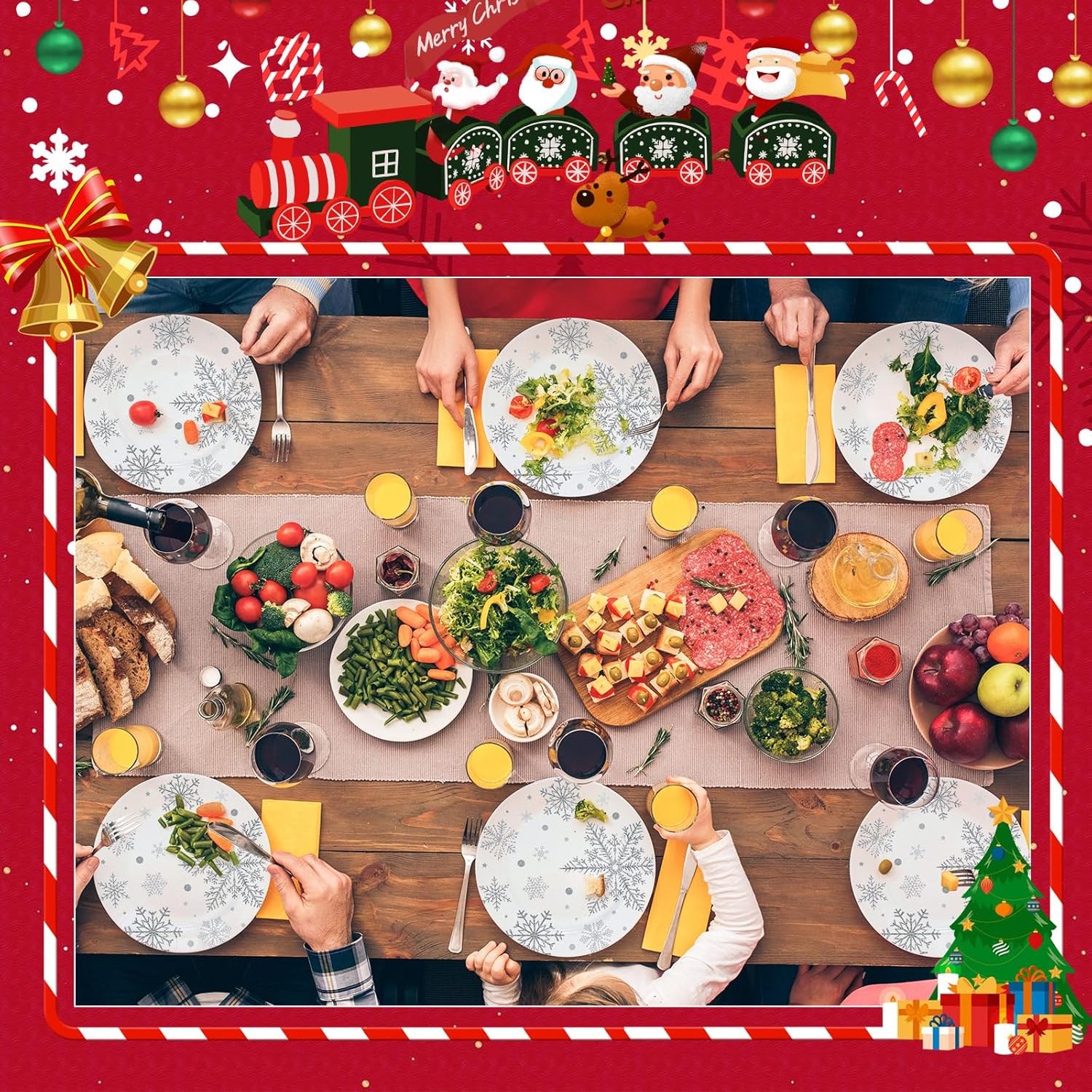 10 Pcs Christmas Snowflake Plates Silver White Snowflake Winter Dinner Salad Plates for Adult Christmas Birthday Winter Party Supplies(11 Inch)