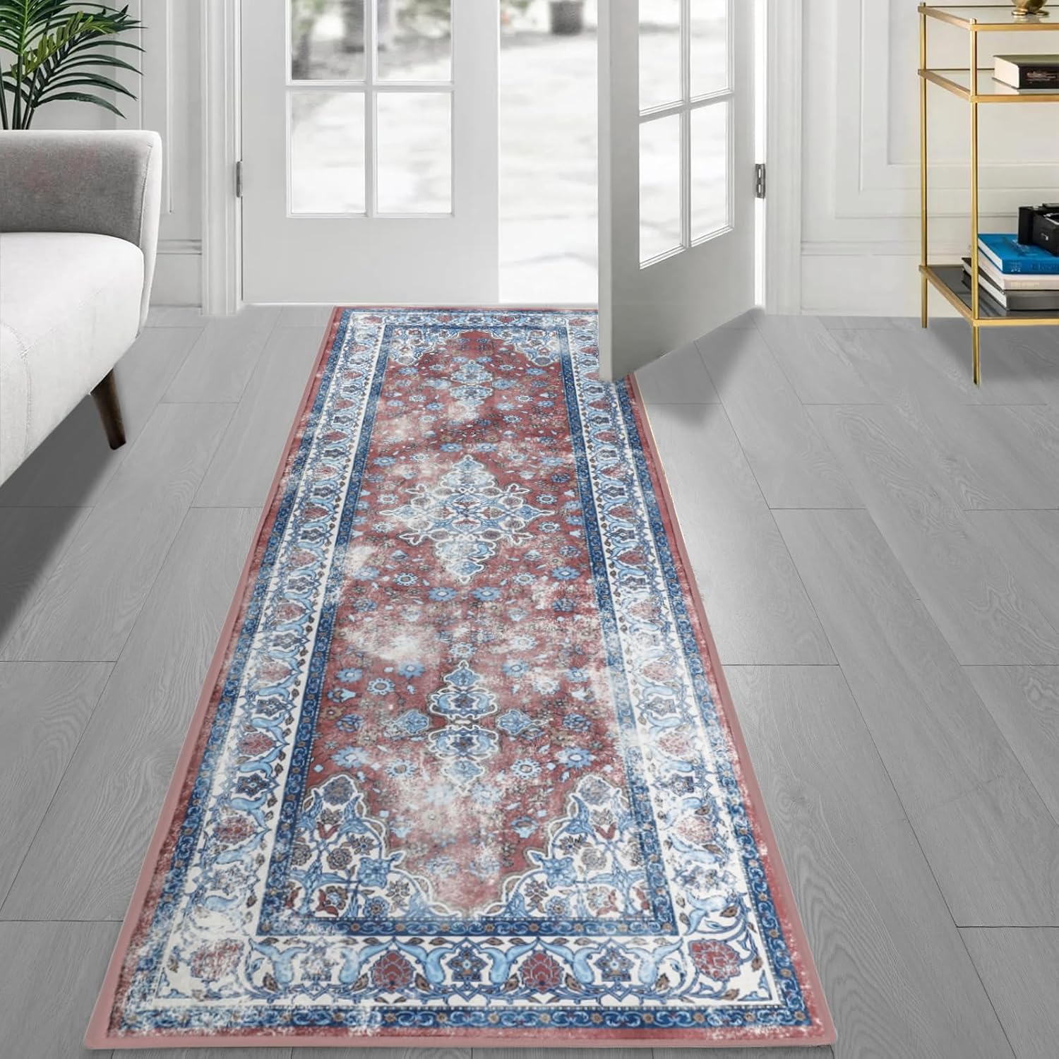 RUGICI Runner Rug 2x6 Red Hallway Vintage Laundry Rug