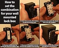 Vista 3 de Caja de bloqueo de llave de 10 dígitos, caja de bloqueo de almacenamiento de llaves para colgar en la pared al aire libre (negro)