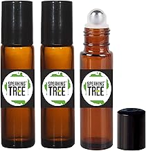 Speaking Tree 10ml Premium Empty Refillable Reusable Roll on Glass Bottles for Essential oils, DIY Perfumes, Cosmetics, Blends - Set of 3, Black Cap