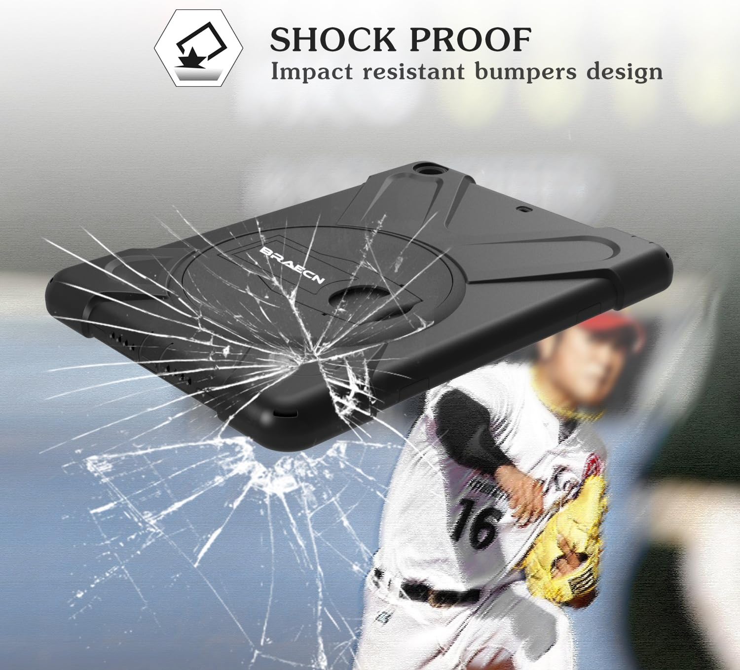 Prоmо 40% оƒƒ BRAECN iPad Mini Case [iPad Mini 3 Case][iPad Mini 2 Case] Full Body [Shock Proof for Kids Case] -360 Degrees Swivel Stand and Hand Grip Strap/ a Shoulder Strap for ipad Mini case for Kids Black