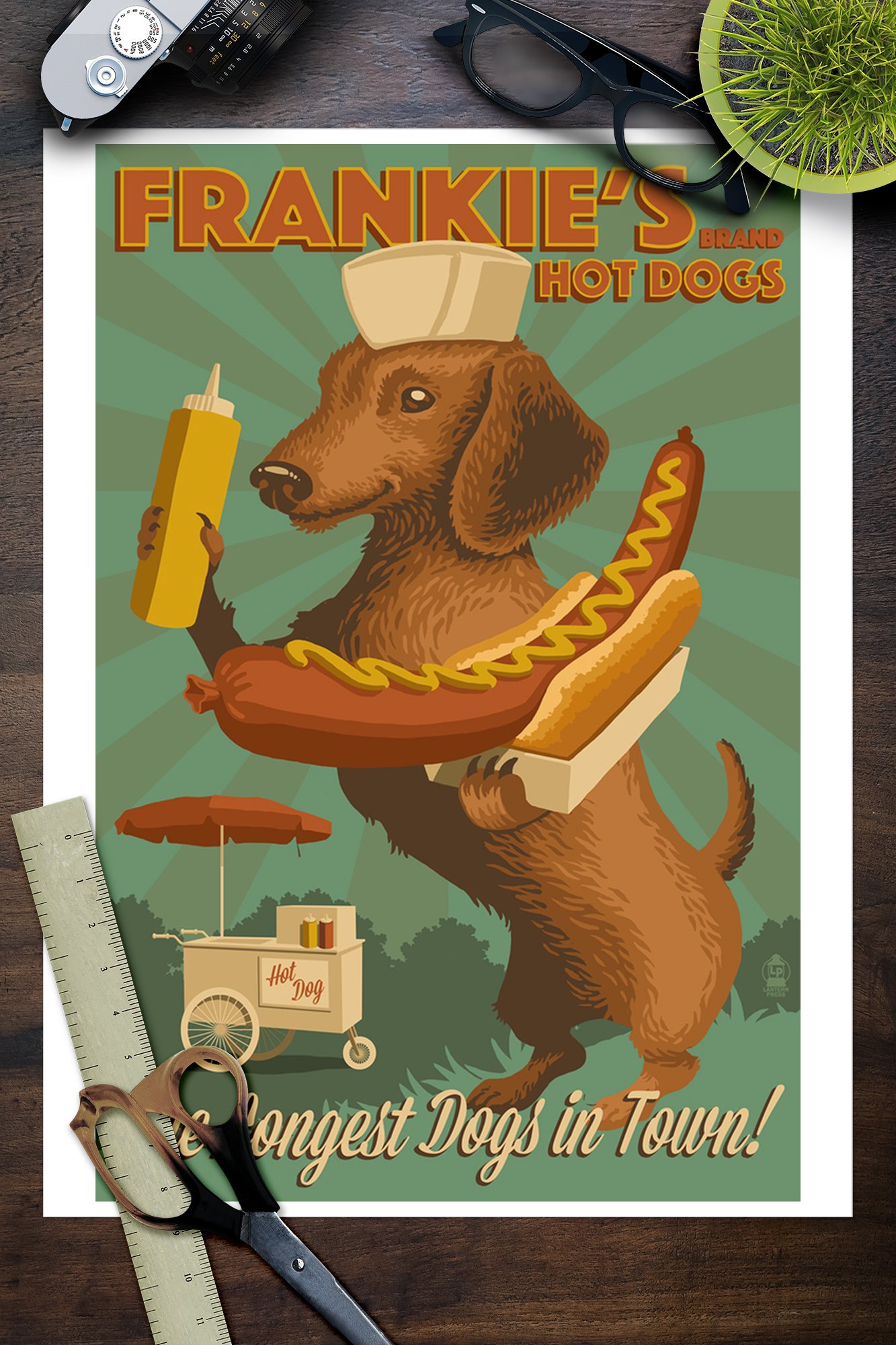 Amazon | (9 x 12 Art Print) - Dachshund - Retro Hotdog Ad (9x12