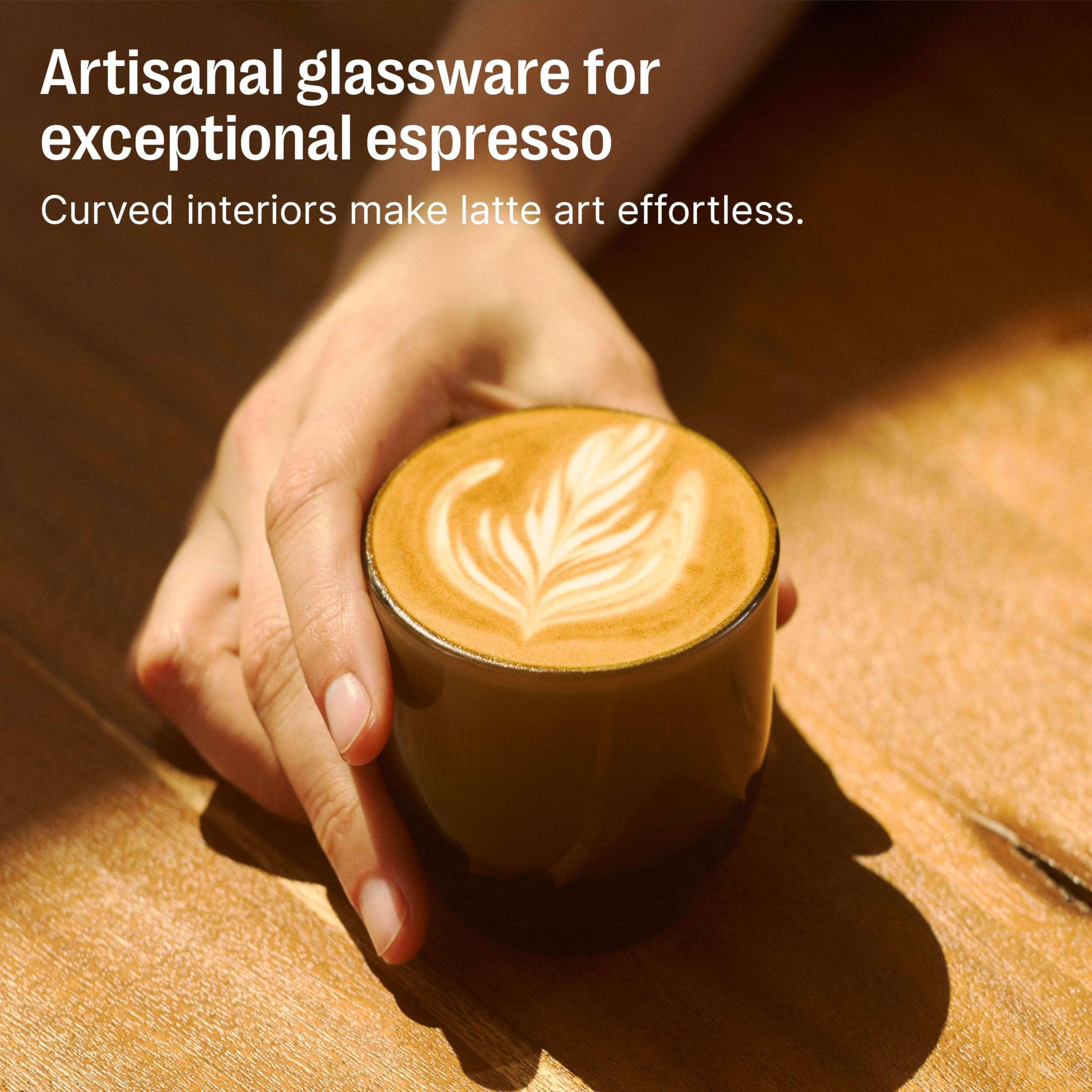 Fellow Vasos de cappuccino Pirch tazas artesanales de 192 ml, juego de 2 piezas, vasos de café aptos para lavavajillas para bebidas de leche y expreso: color ámbar