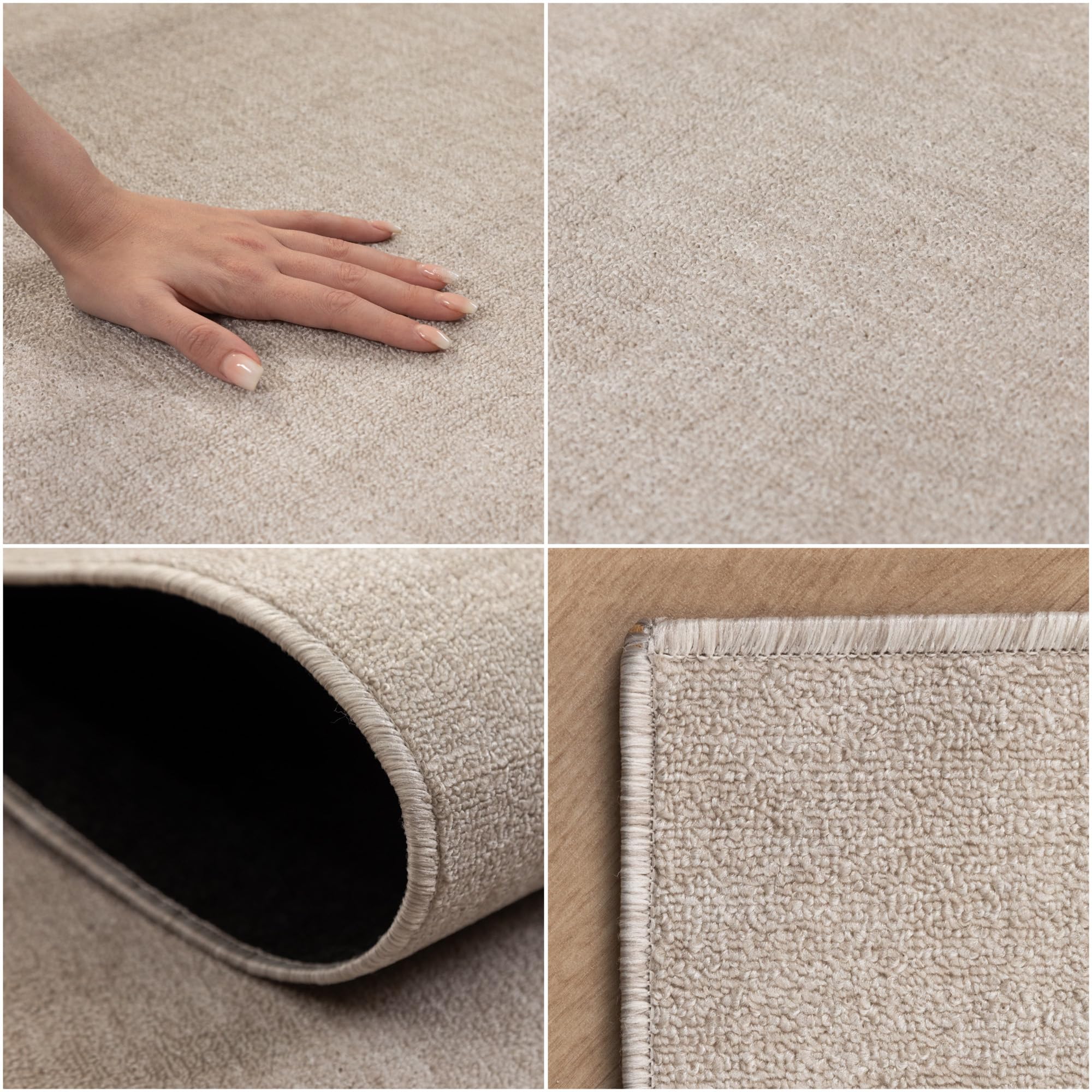 Kurzflorteppich aus Flachgewebe, gemischt mit Schlaufe, pflegeleicht, für Wohn- und Schlafzimmer, Farbe: Creme, 240 x 340 cm