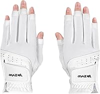 MAZEL Women's Fingerless Golf Gloves - Breathable Open-Finger Design, Sweat-Absorbing for Hot Wet Weather, Sizes S-XL Pair