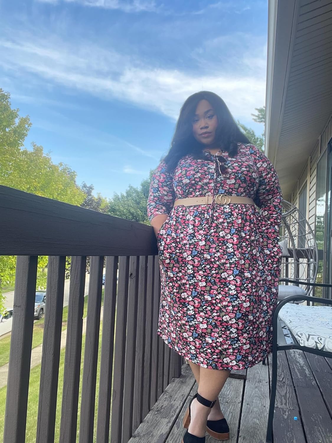 RITERA Plus Size Dresses for Curvy Women Long Sleeve Dress High Waisted Fall Winter Flowy Casual Dress XL-5XL - Image 4