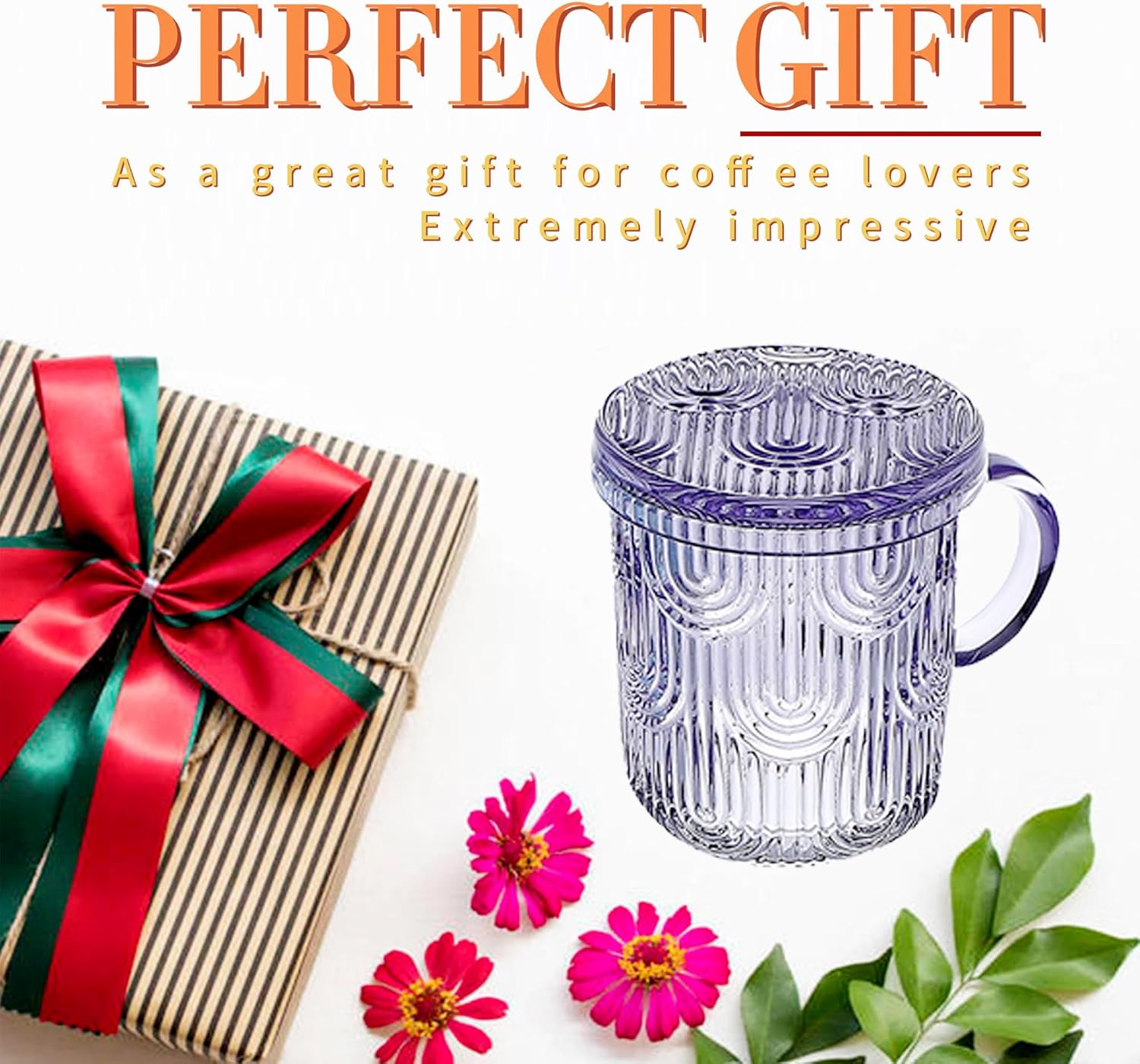 Lysenn Glass Coffee Mugs Set of 4 - Premium Crystal Glass Mugs with Lids – Unique Design Coffee Glasses for Tea Latte Cocoa Chocolate - 10 oz, Amethyst Purple - Image 6