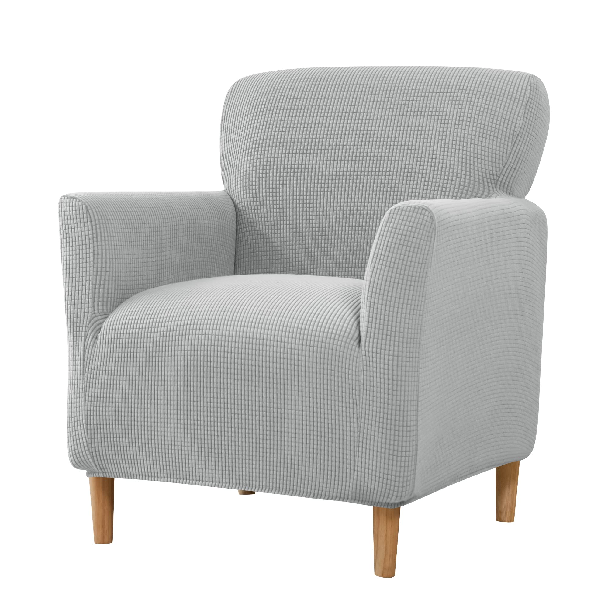 MIFXIN Banquet Armchair Slipcovers Soft Stretch Jacquard Chair Cover with Arms Elastic Anti-Slip Couch Slipcover Armchair Sofa Furniture Protector for Living Room Pet Kids (Light Grey)