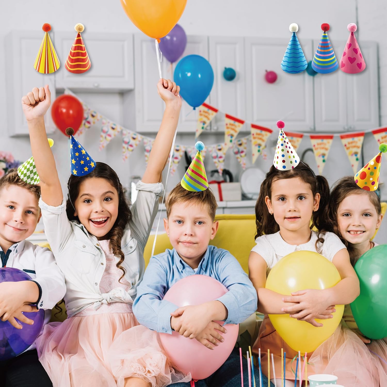 Lyosehy10 Pcs Birthday Party Hats for Adults Animal. The Hat Decorations With Pom-Poms, Colorful Cone party Hats for Adults Animal,Pet Birthday Parties For Decoration.