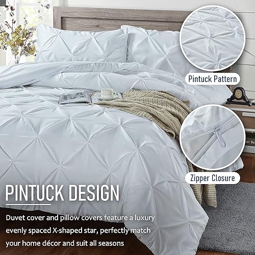 Miniatura 4 de Crown Collection Juego de funda de edredón de 1000 hilos ultra suave, 100% algodón egipcio, con cierre de cremallera y 2 fundas de almohada (tamaño